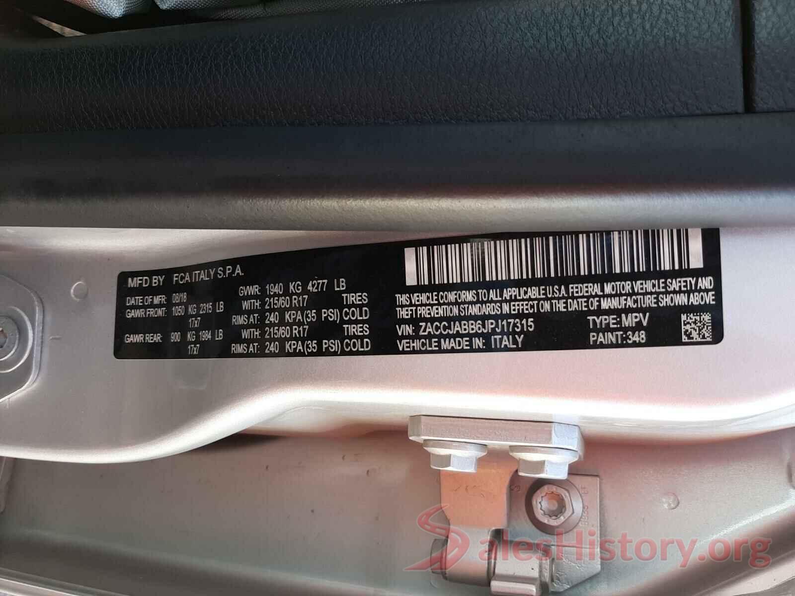 ZACCJABB6JPJ17315 2018 JEEP RENEGADE