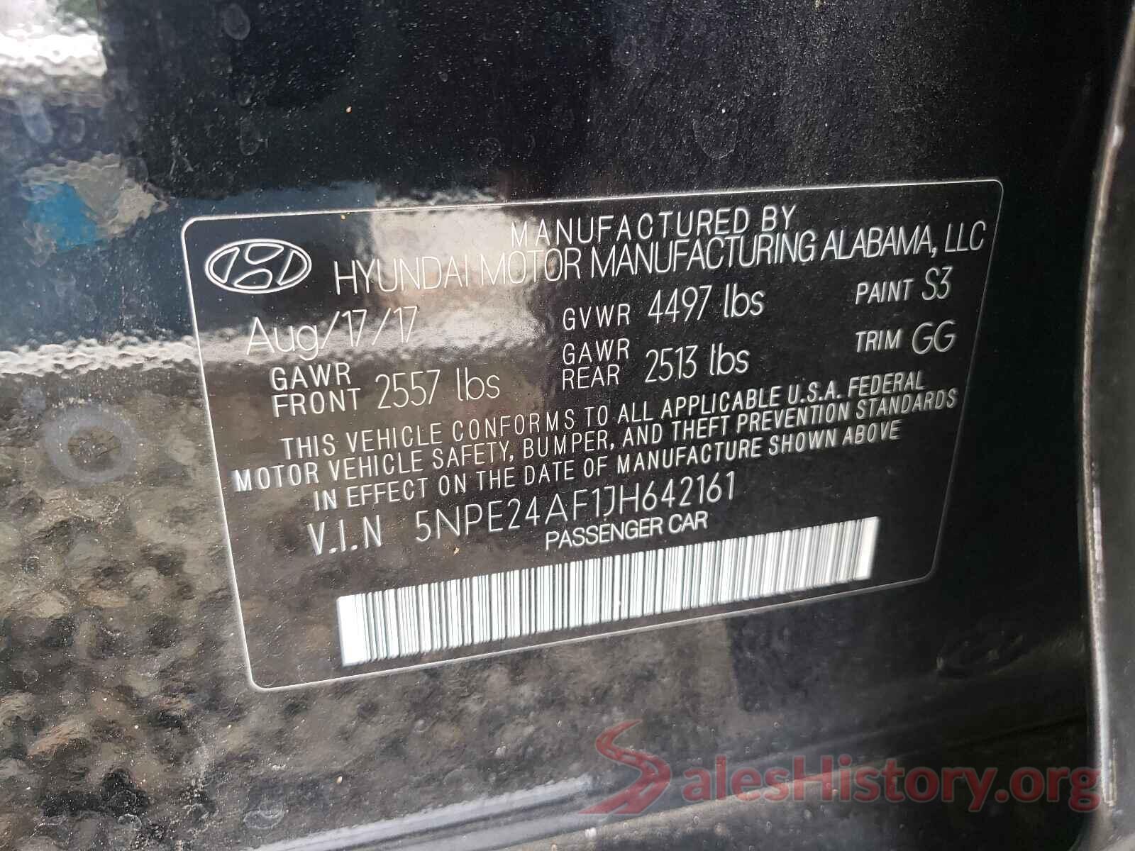 5NPE24AF1JH642161 2018 HYUNDAI SONATA