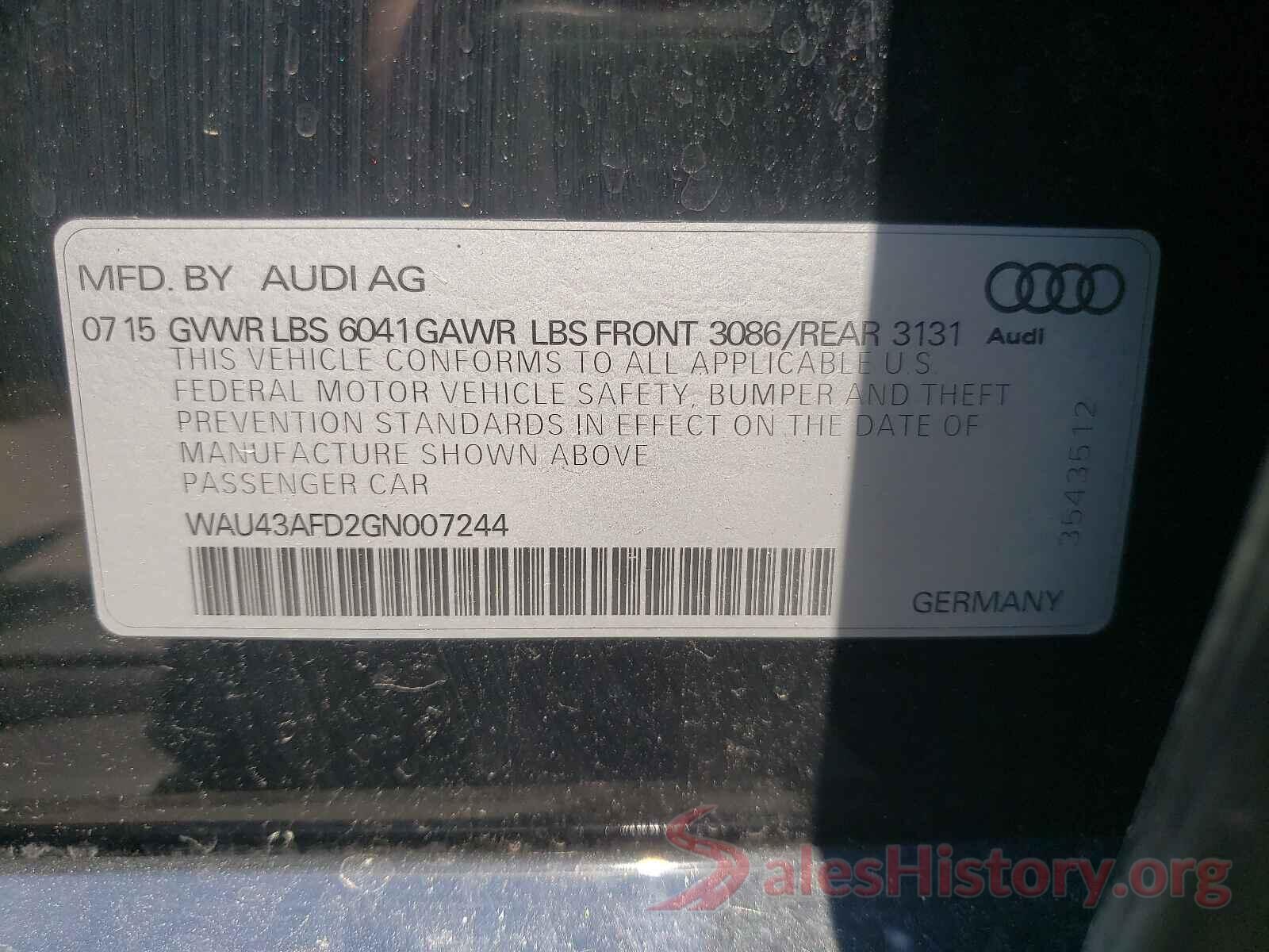 WAU43AFD2GN007244 2016 AUDI A8