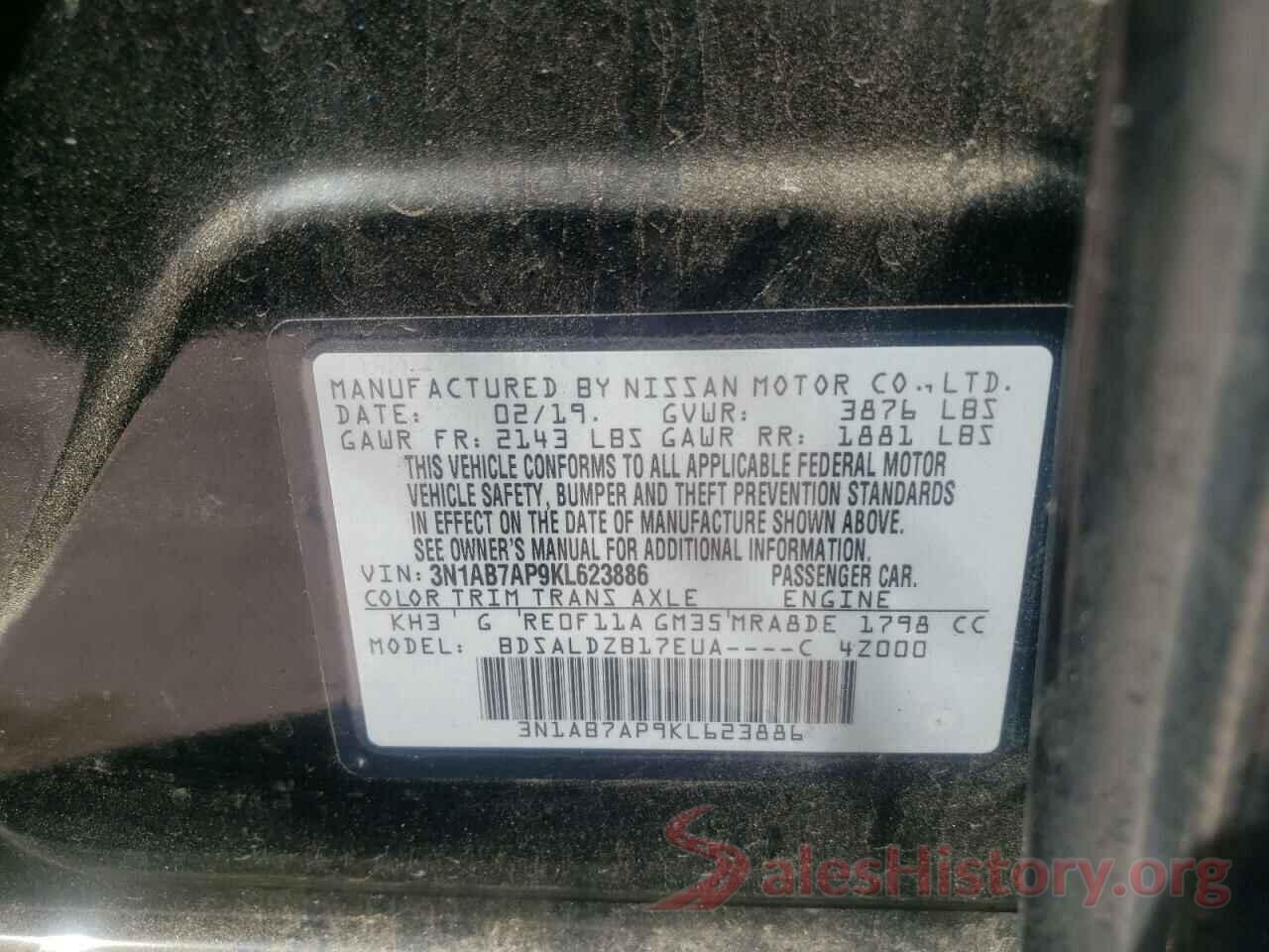 3N1AB7AP9KL623886 2019 NISSAN SENTRA