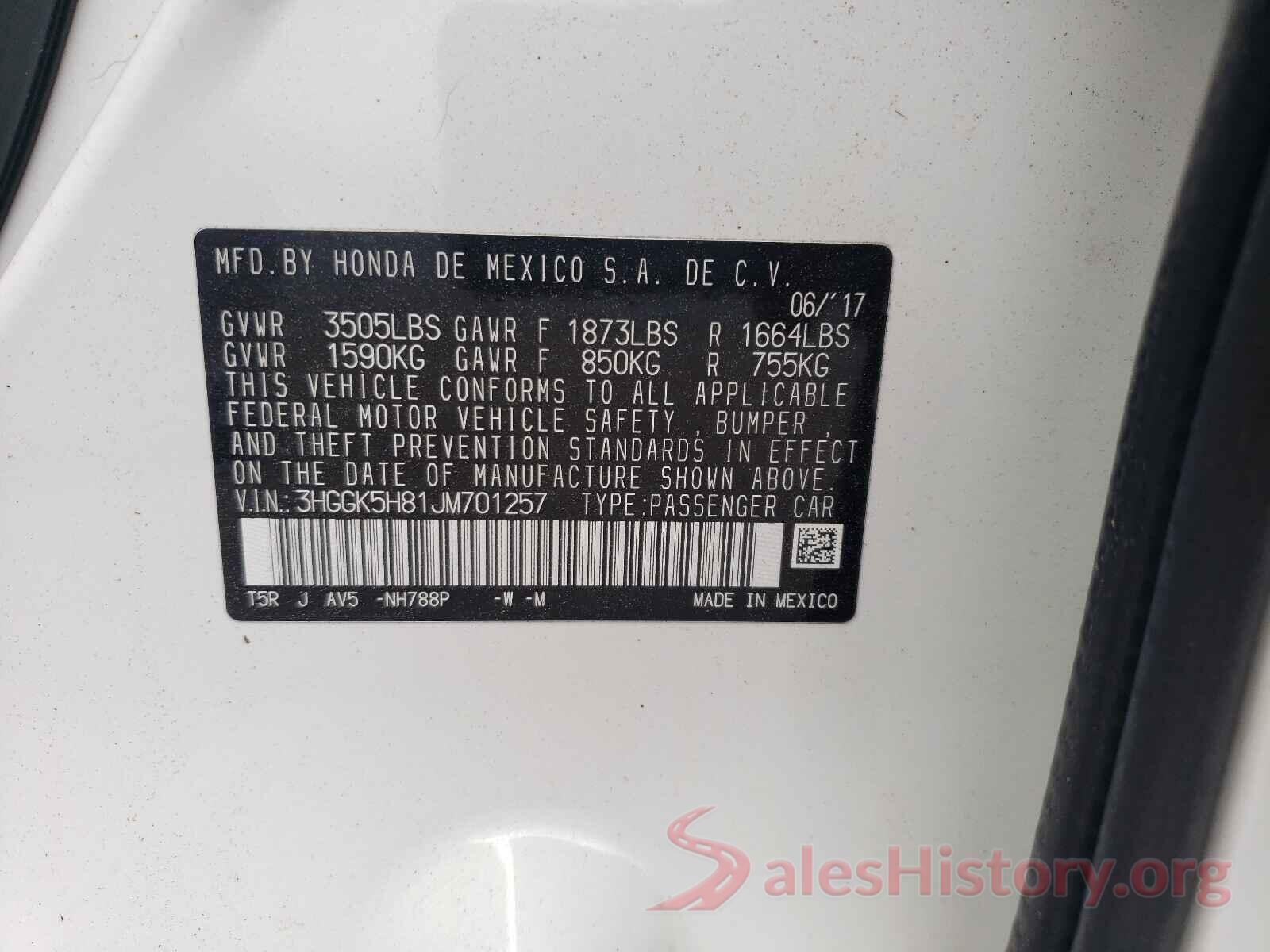 3HGGK5H81JM701257 2018 HONDA FIT