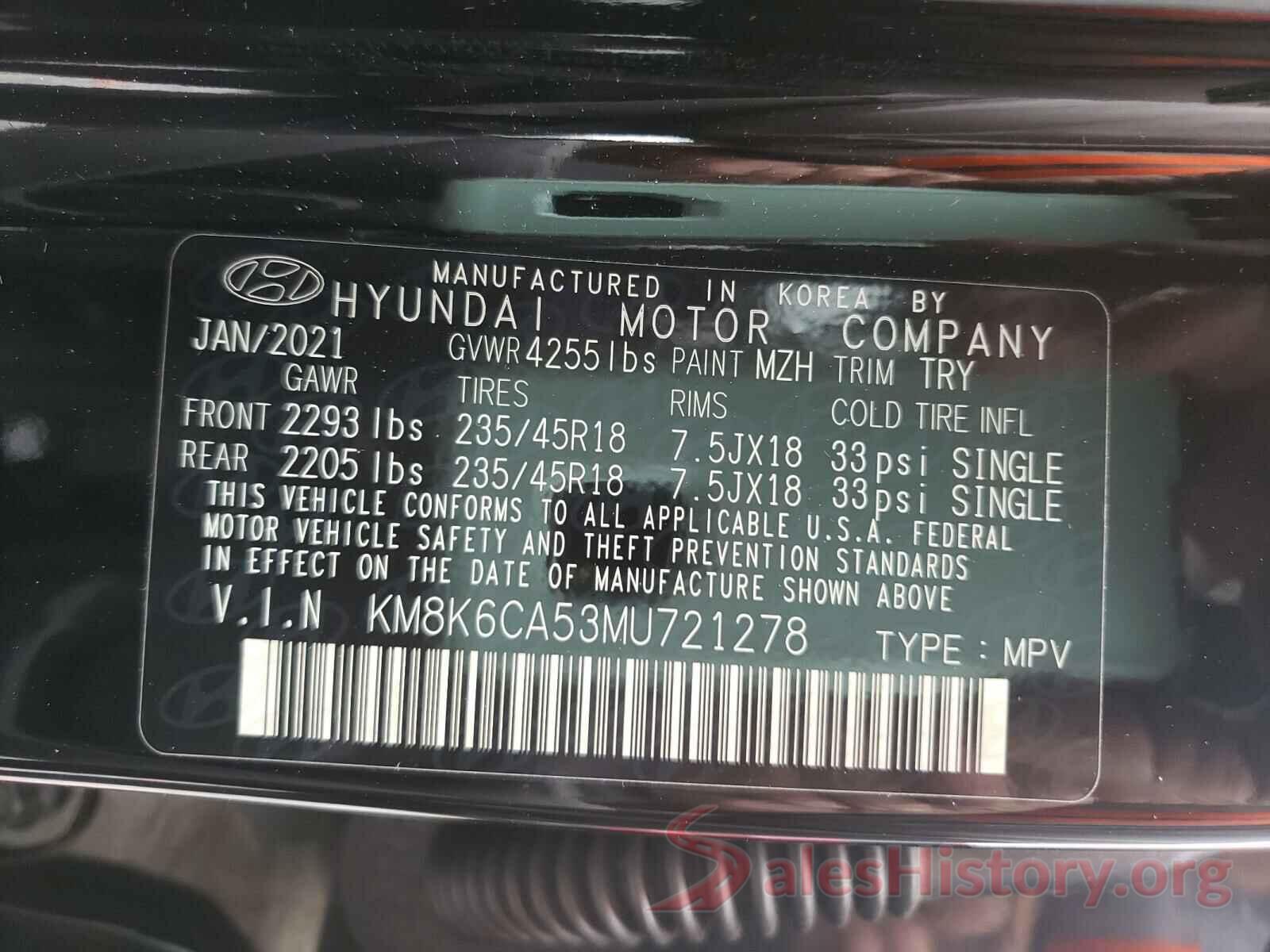 KM8K6CA53MU721278 2021 HYUNDAI KONA