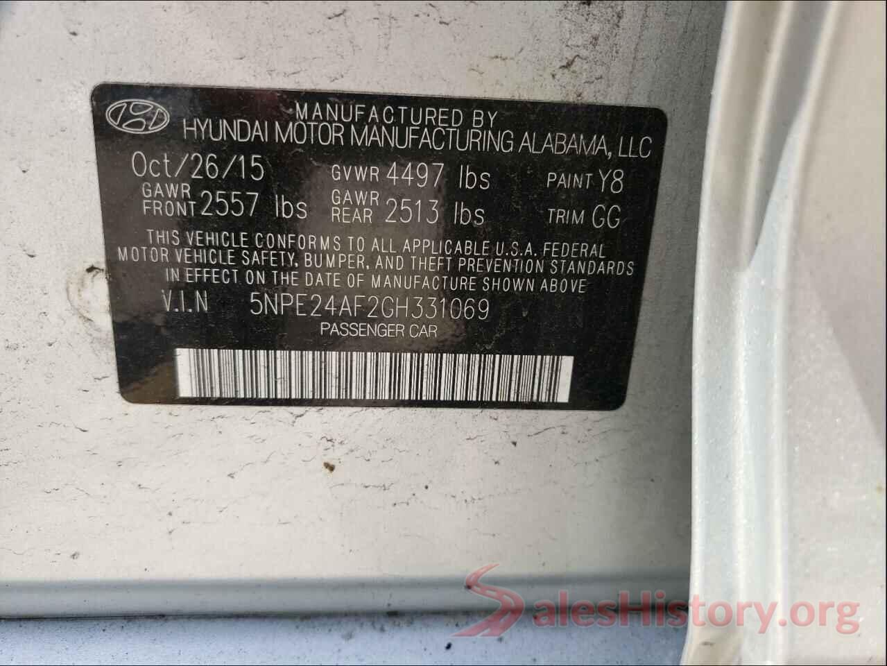 5NPE24AF2GH331069 2016 HYUNDAI SONATA