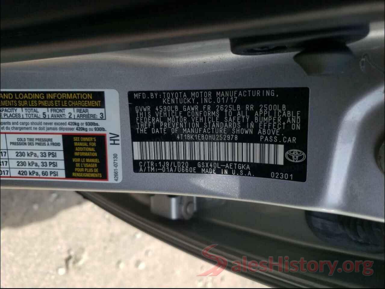 4T1BK1EB0HU252978 2017 TOYOTA AVALON