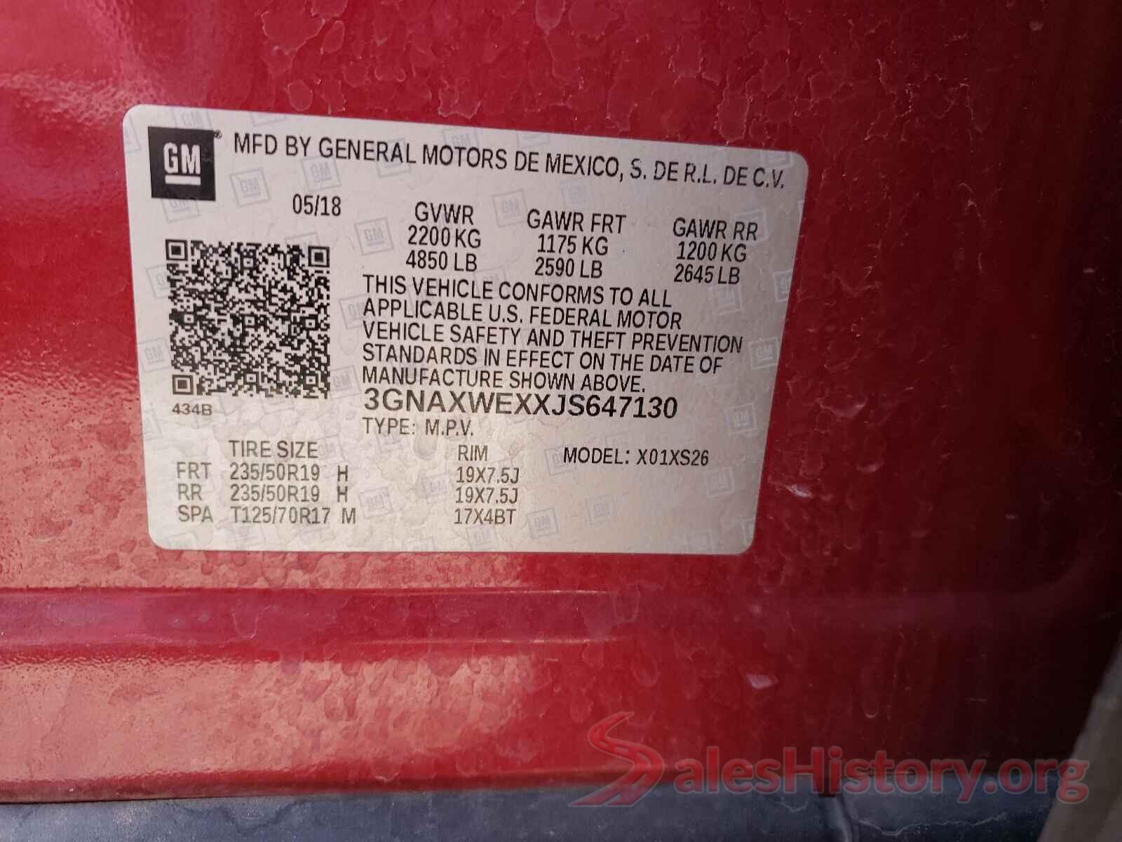 3GNAXWEXXJS647130 2018 CHEVROLET EQUINOX