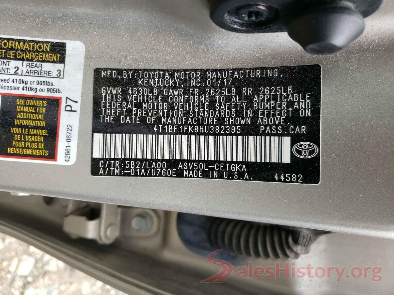 4T1BF1FK8HU382395 2017 TOYOTA CAMRY