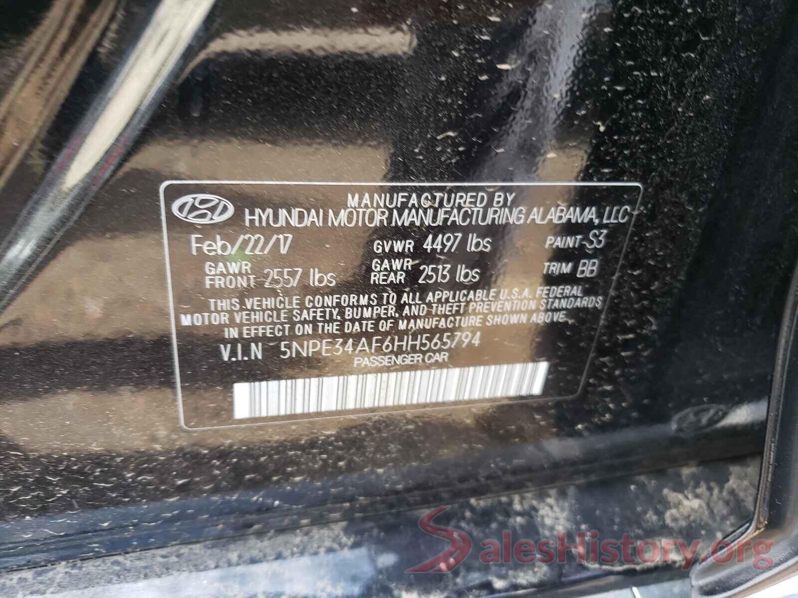 5NPE34AF6HH565794 2017 HYUNDAI SONATA