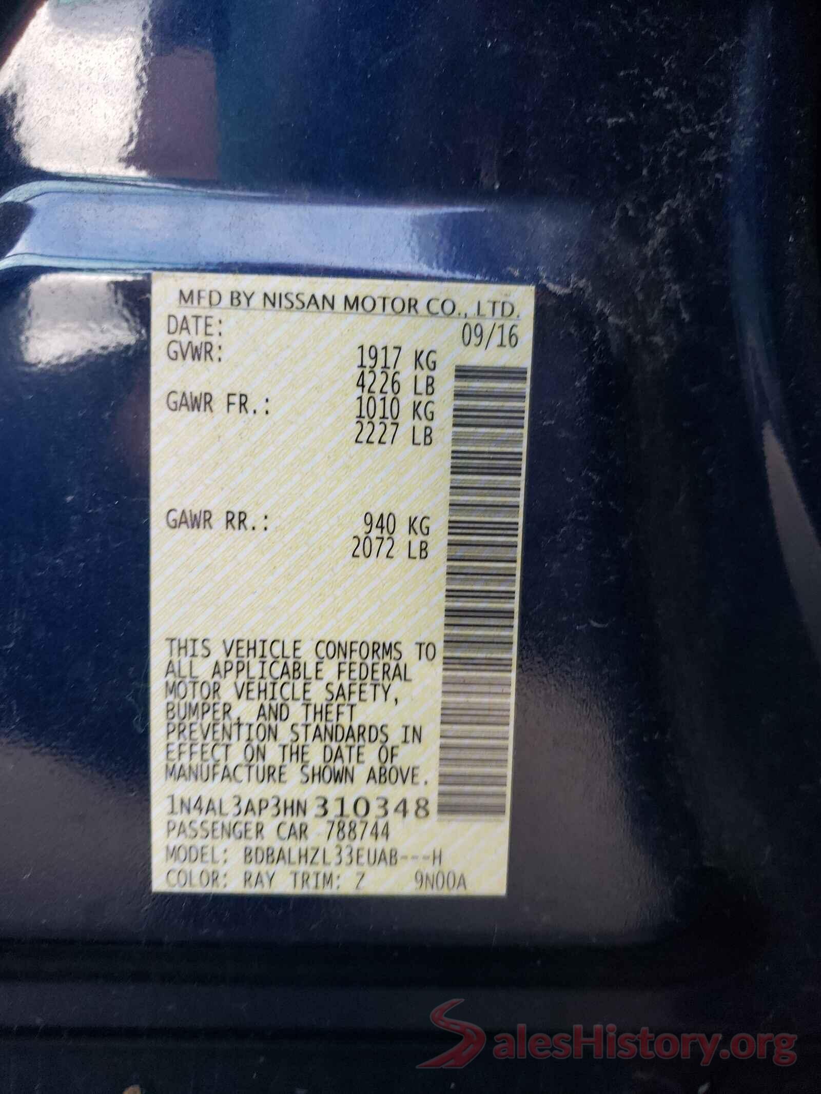 1N4AL3AP3HN310348 2017 NISSAN ALTIMA