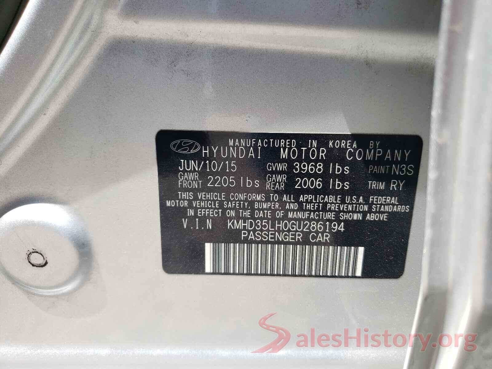 KMHD35LH0GU286194 2016 HYUNDAI ELANTRA