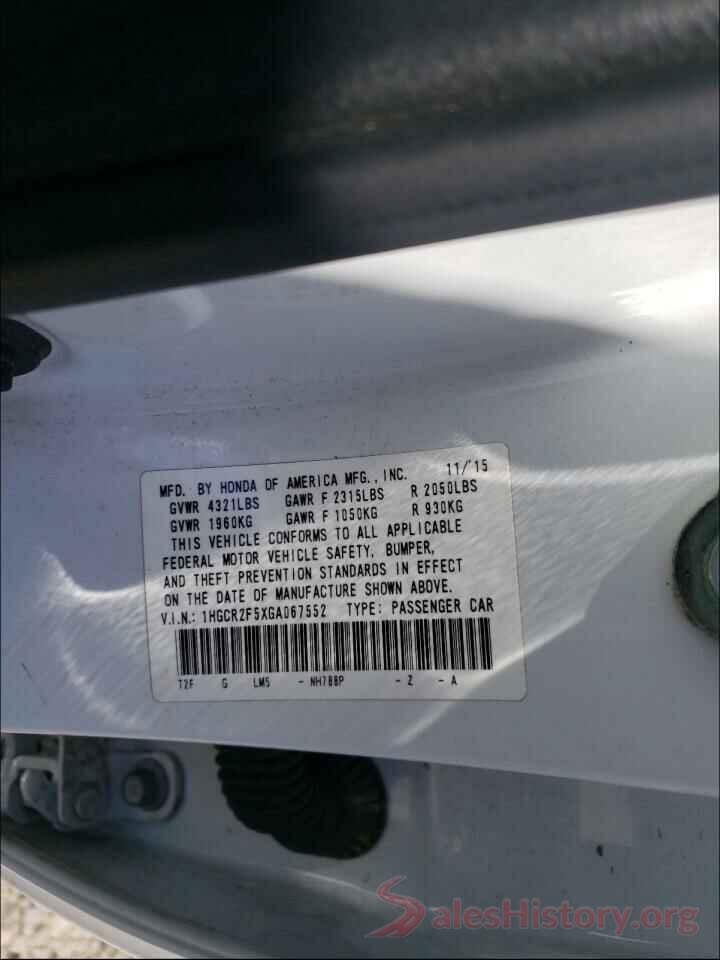 1HGCR2F5XGA067552 2016 HONDA ACCORD