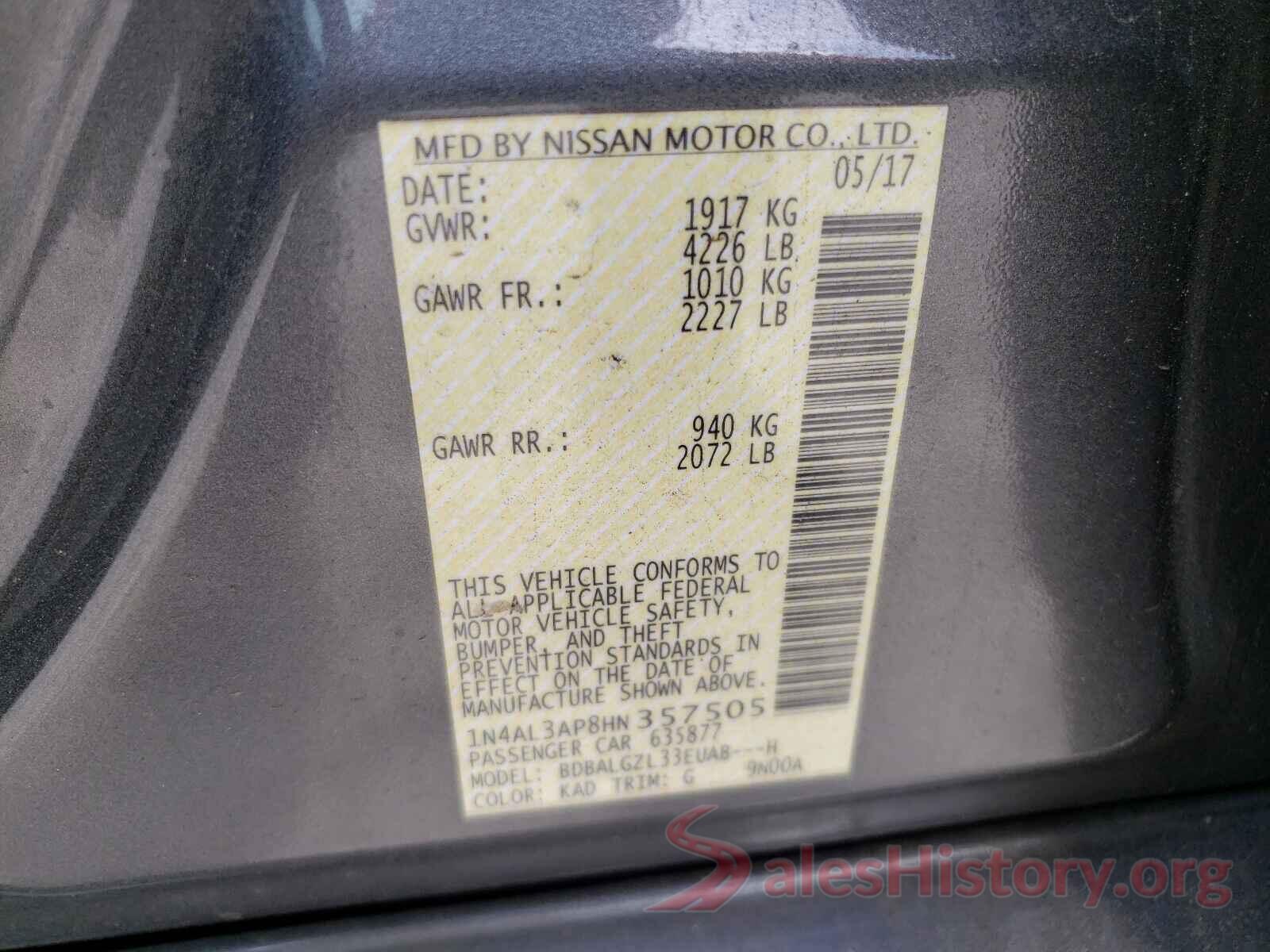 1N4AL3AP8HN357505 2017 NISSAN ALTIMA