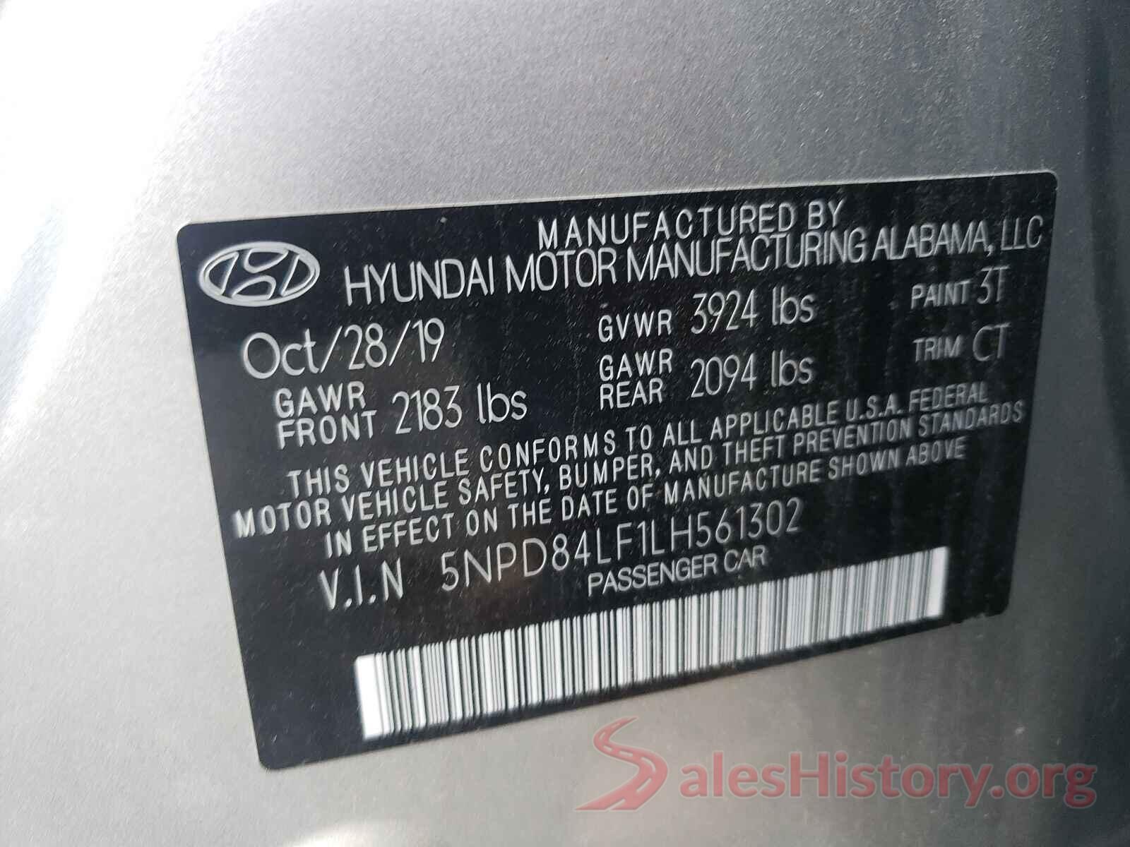 5NPD84LF1LH561302 2020 HYUNDAI ELANTRA