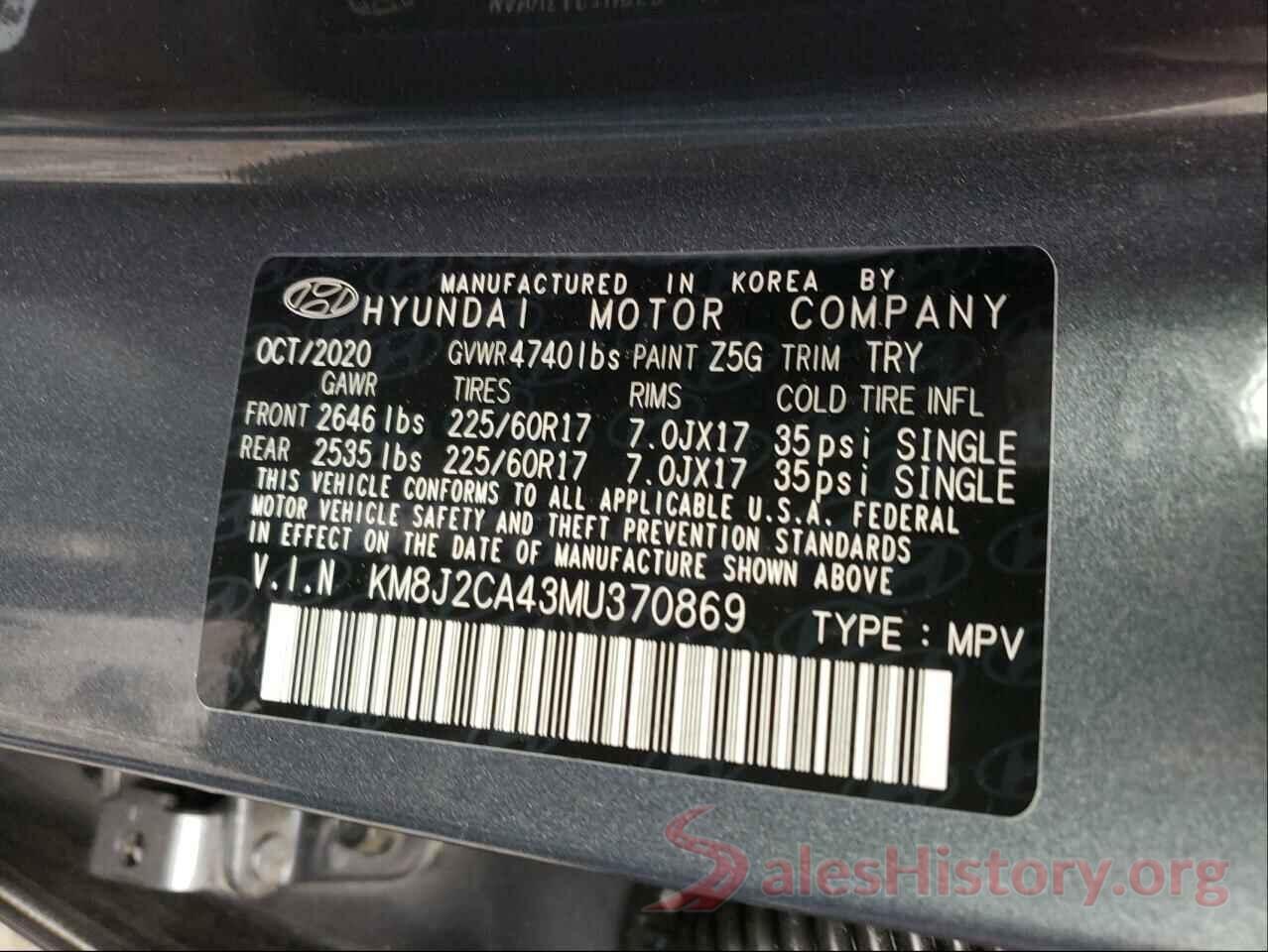 KM8J2CA43MU370869 2021 HYUNDAI TUCSON