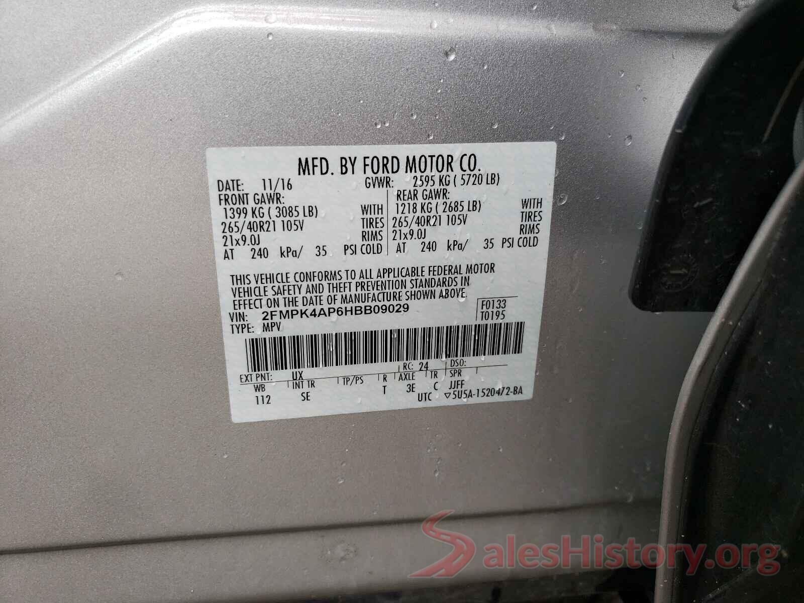 2FMPK4AP6HBB09029 2017 FORD EDGE