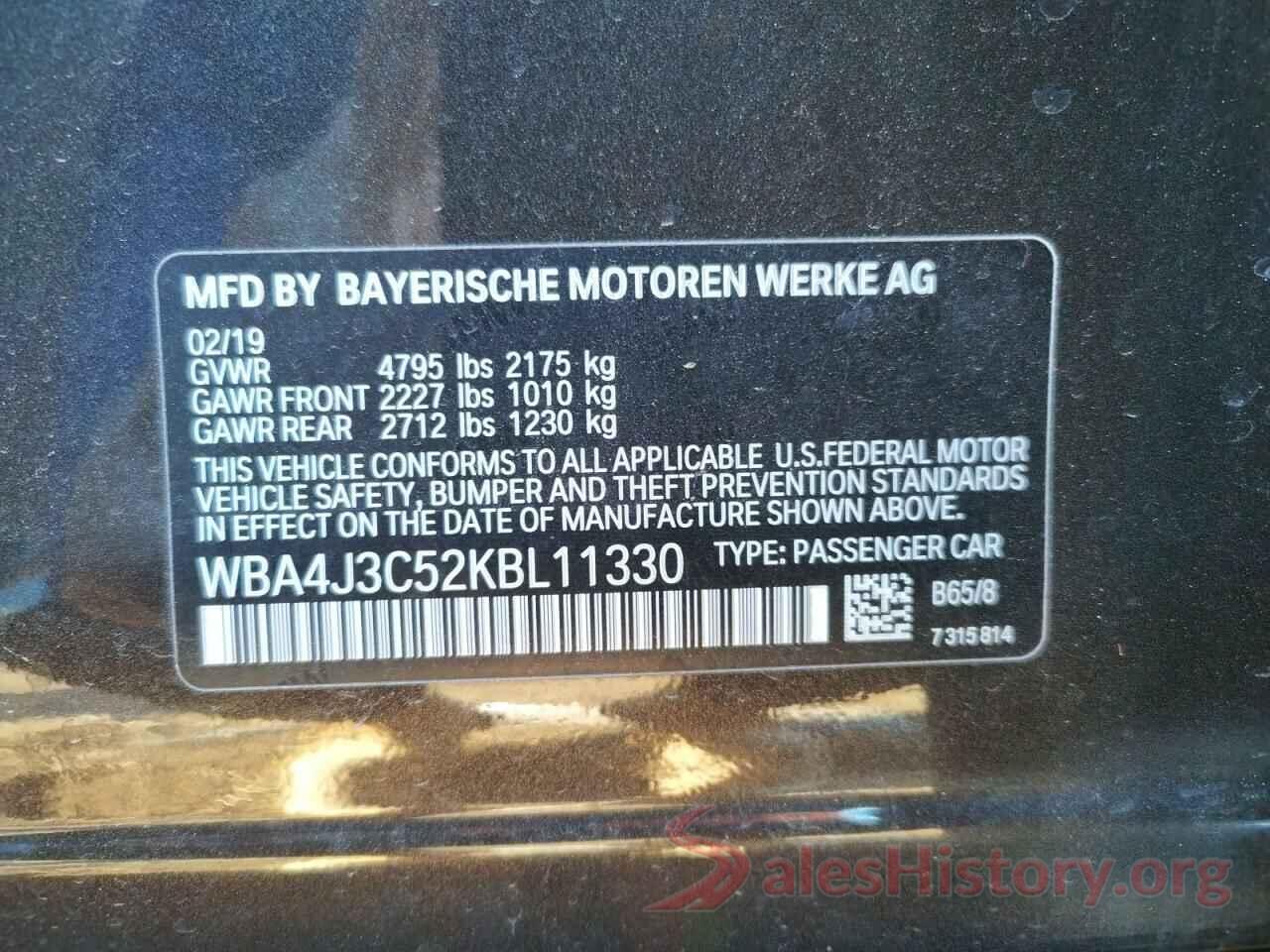 WBA4J3C52KBL11330 2019 BMW 4 SERIES