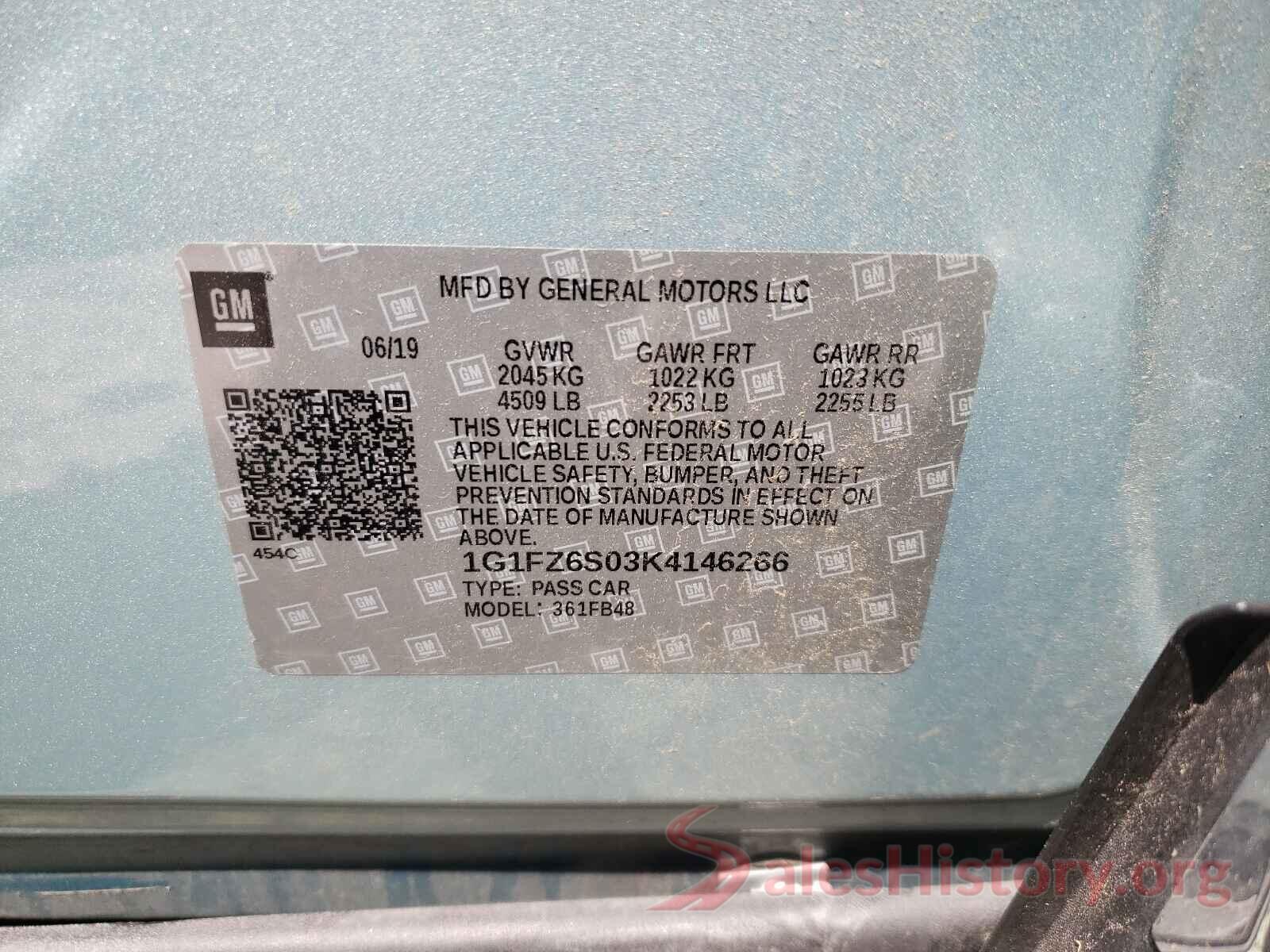 1G1FZ6S03K4146266 2019 CHEVROLET BOLT