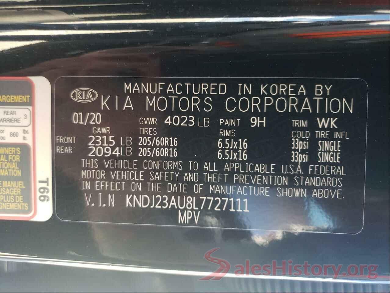 KNDJ23AU8L7727111 2020 KIA SOUL