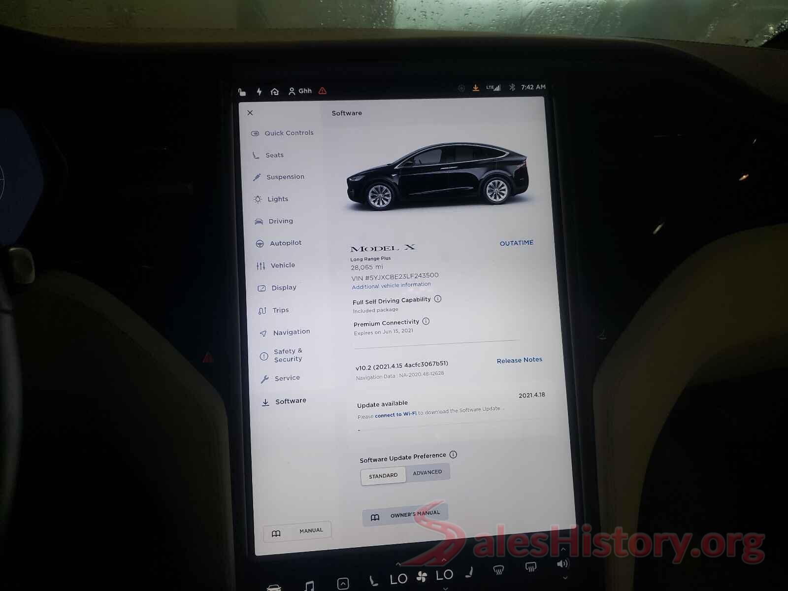 5YJXCBE23LF243500 2020 TESLA MODEL X