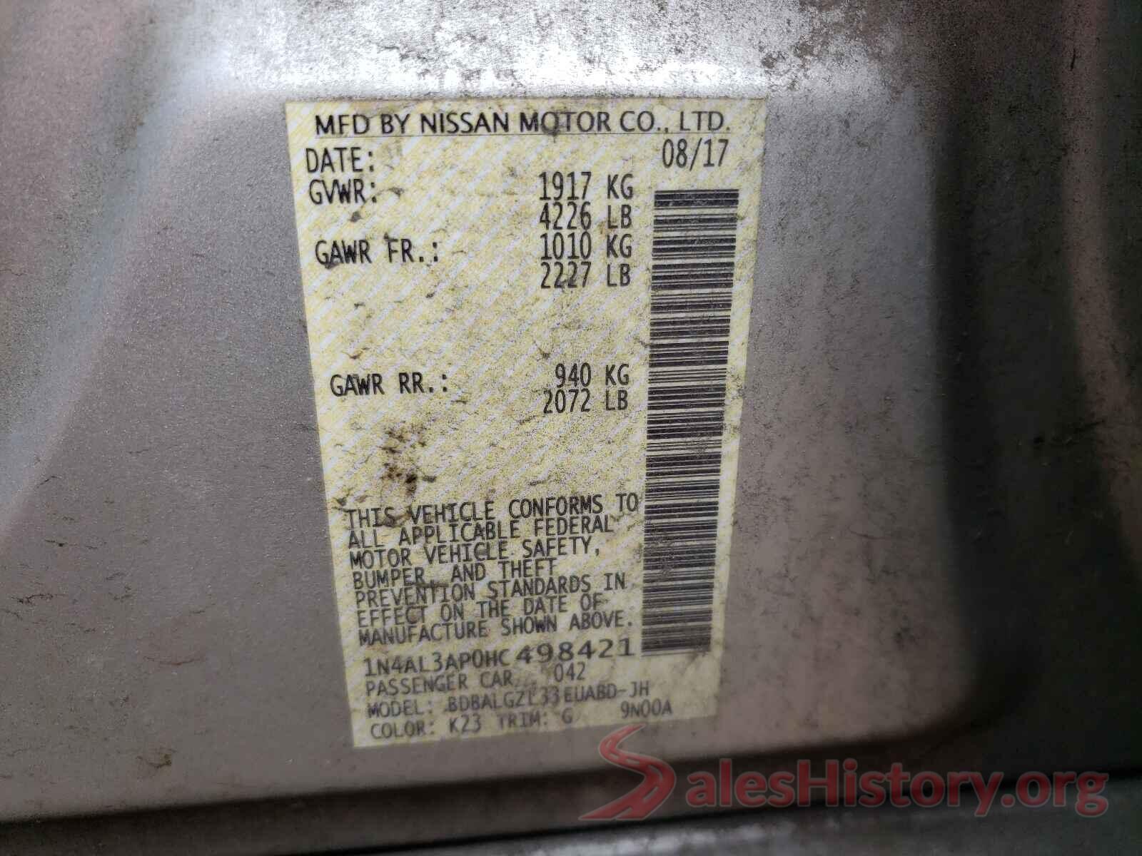 1N4AL3AP0HC498421 2017 NISSAN ALTIMA