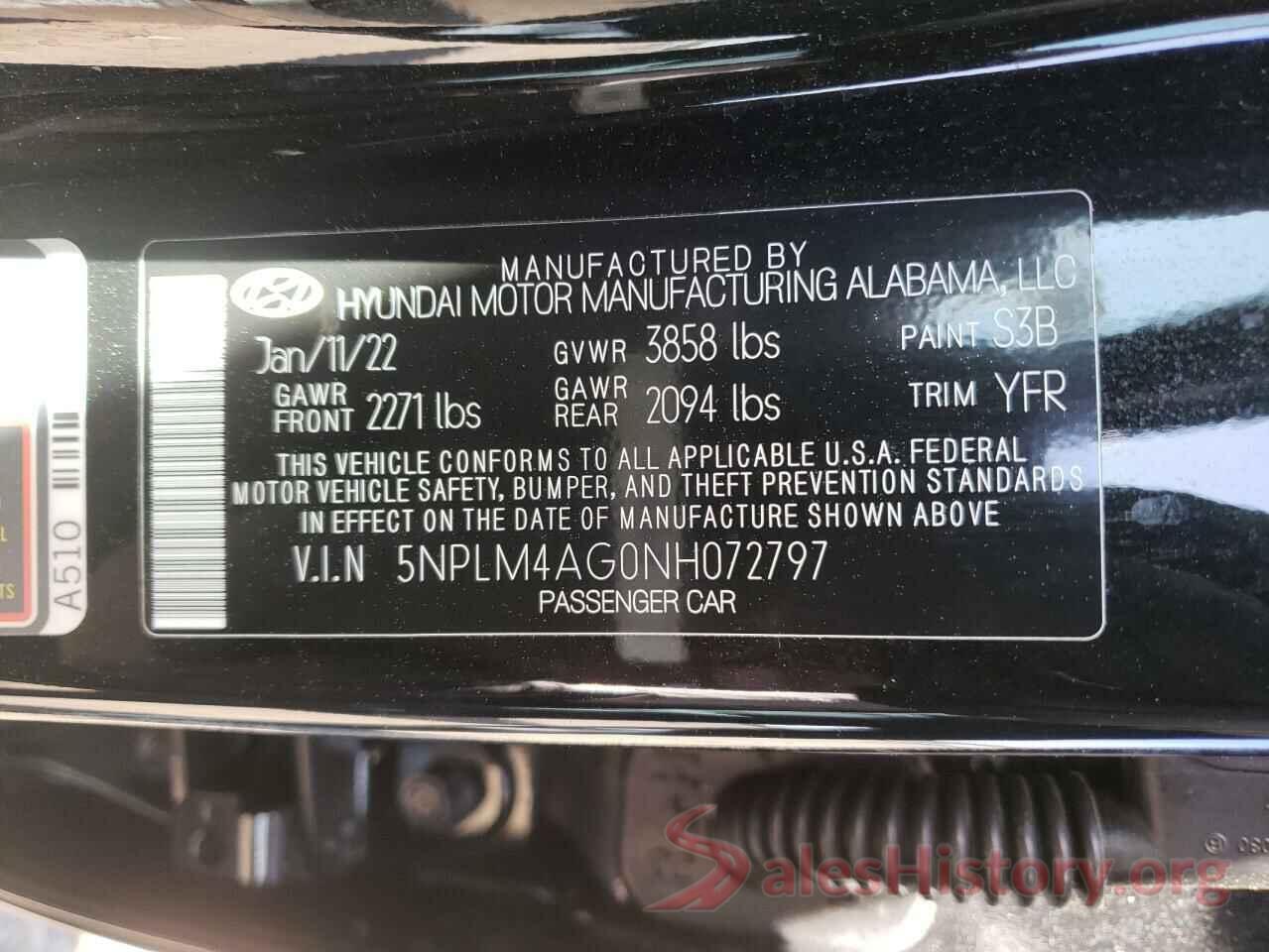 5NPLM4AG0NH072797 2022 HYUNDAI ELANTRA