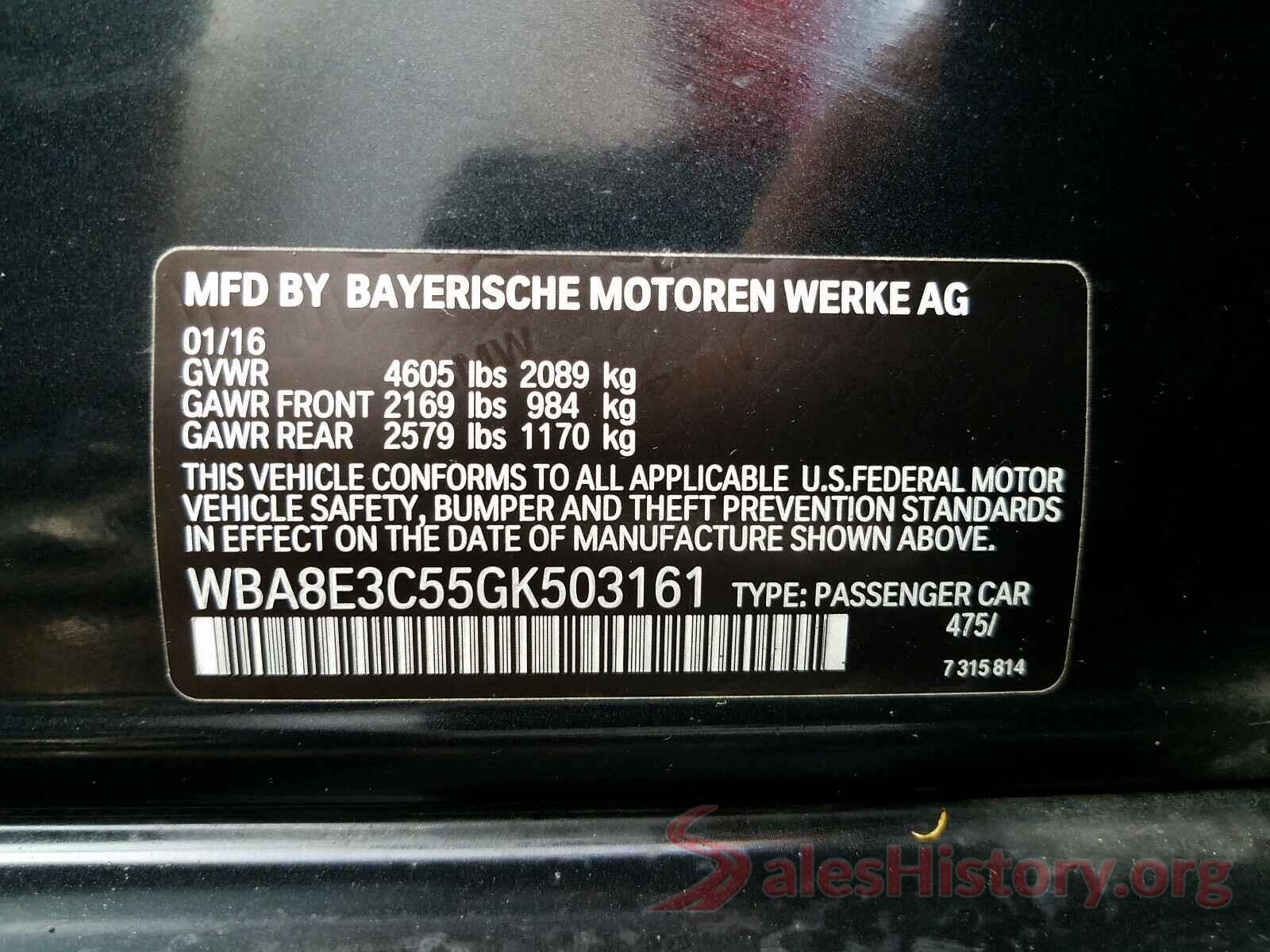 WBA8E3C55GK503161 2016 BMW 3 SERIES