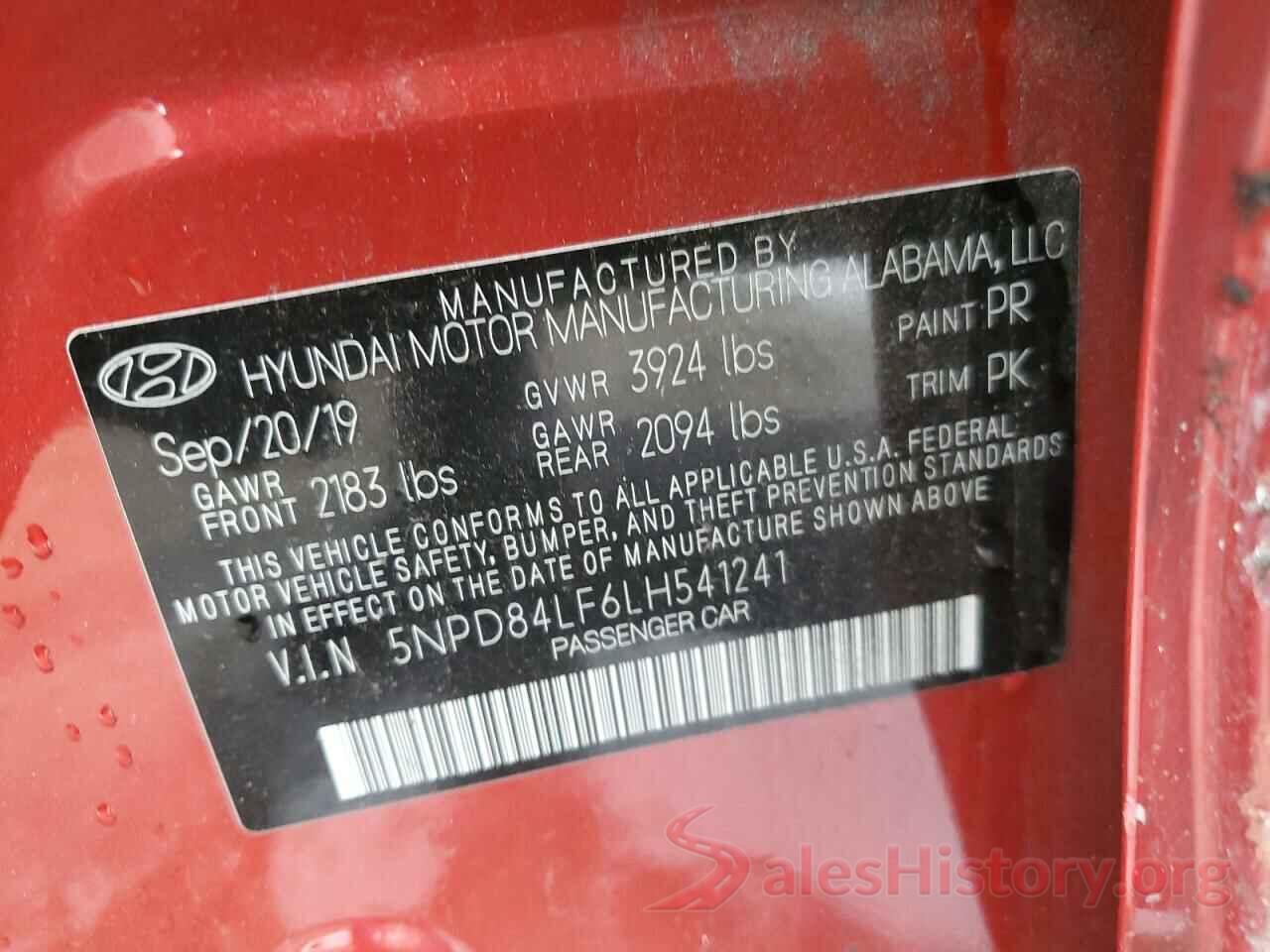 5NPD84LF6LH541241 2020 HYUNDAI ELANTRA