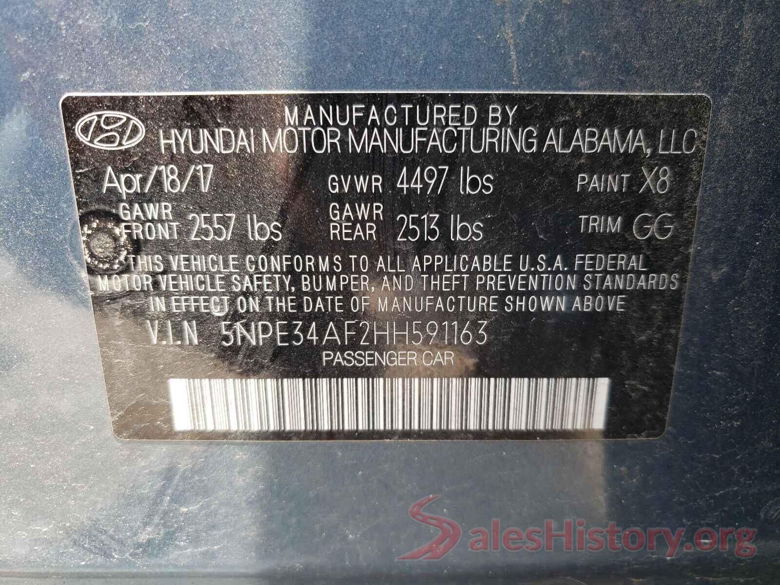 5NPE34AF2HH591163 2017 HYUNDAI SONATA