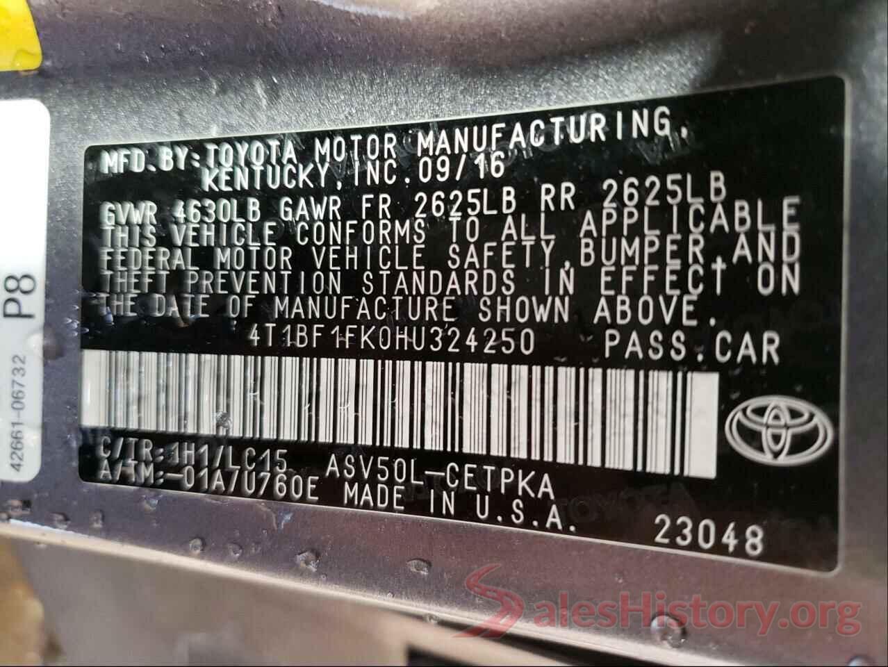 4T1BF1FK0HU324250 2017 TOYOTA CAMRY