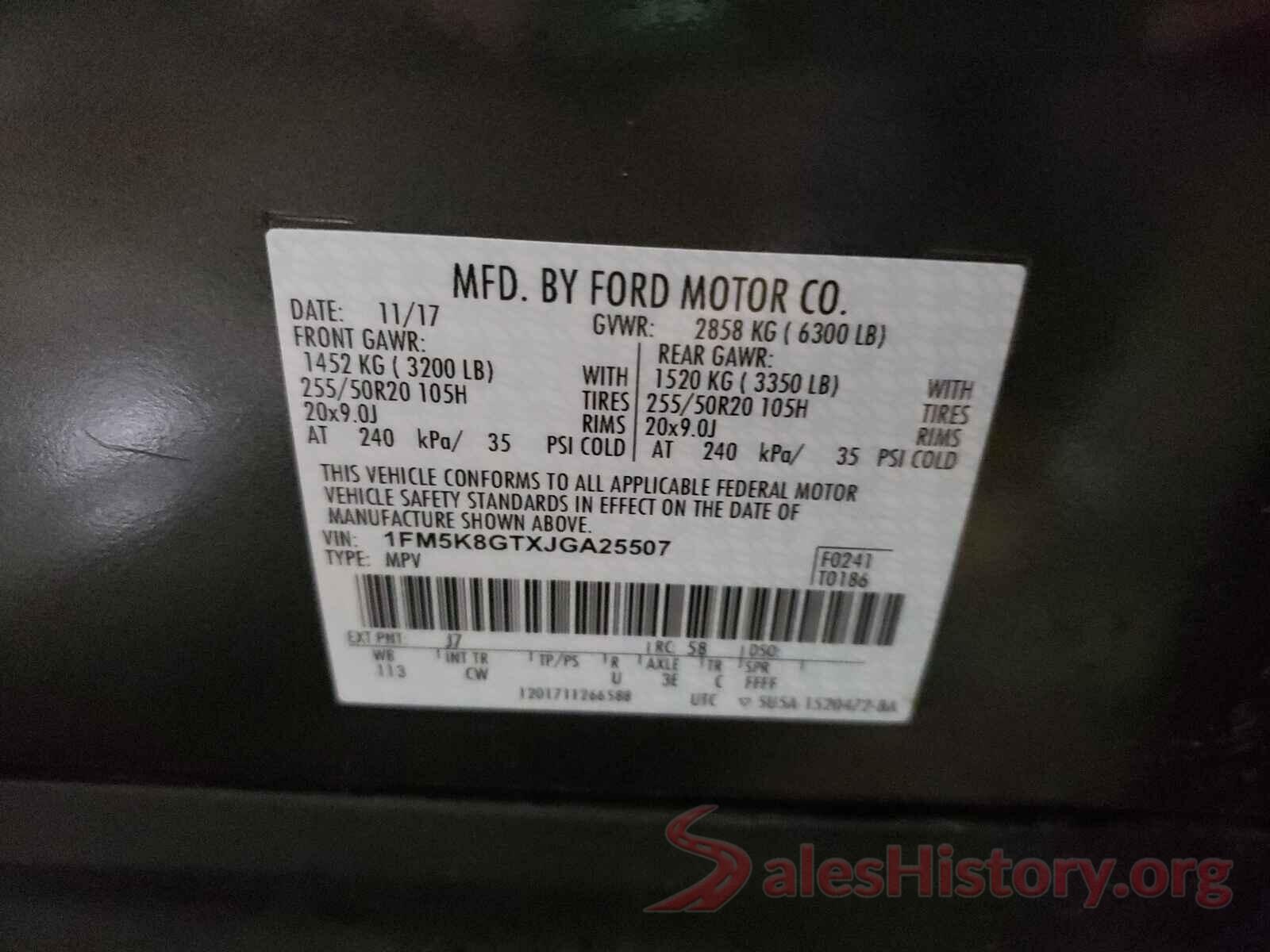 1FM5K8GTXJGA25507 2018 FORD EXPLORER