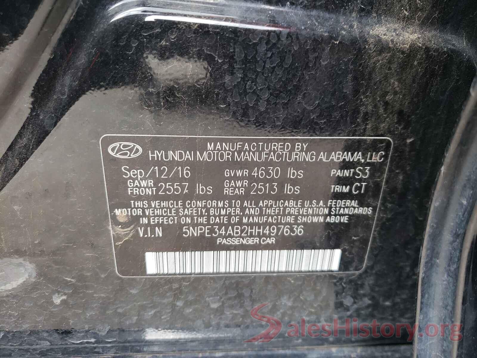 5NPE34AB2HH497636 2017 HYUNDAI SONATA