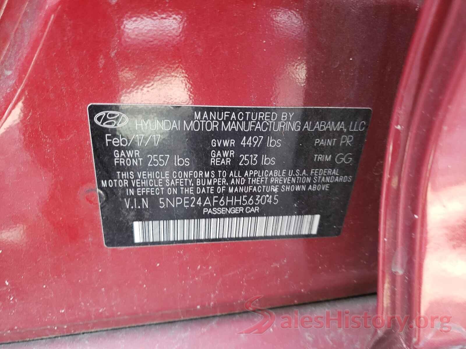 5NPE24AF6HH563045 2017 HYUNDAI SONATA