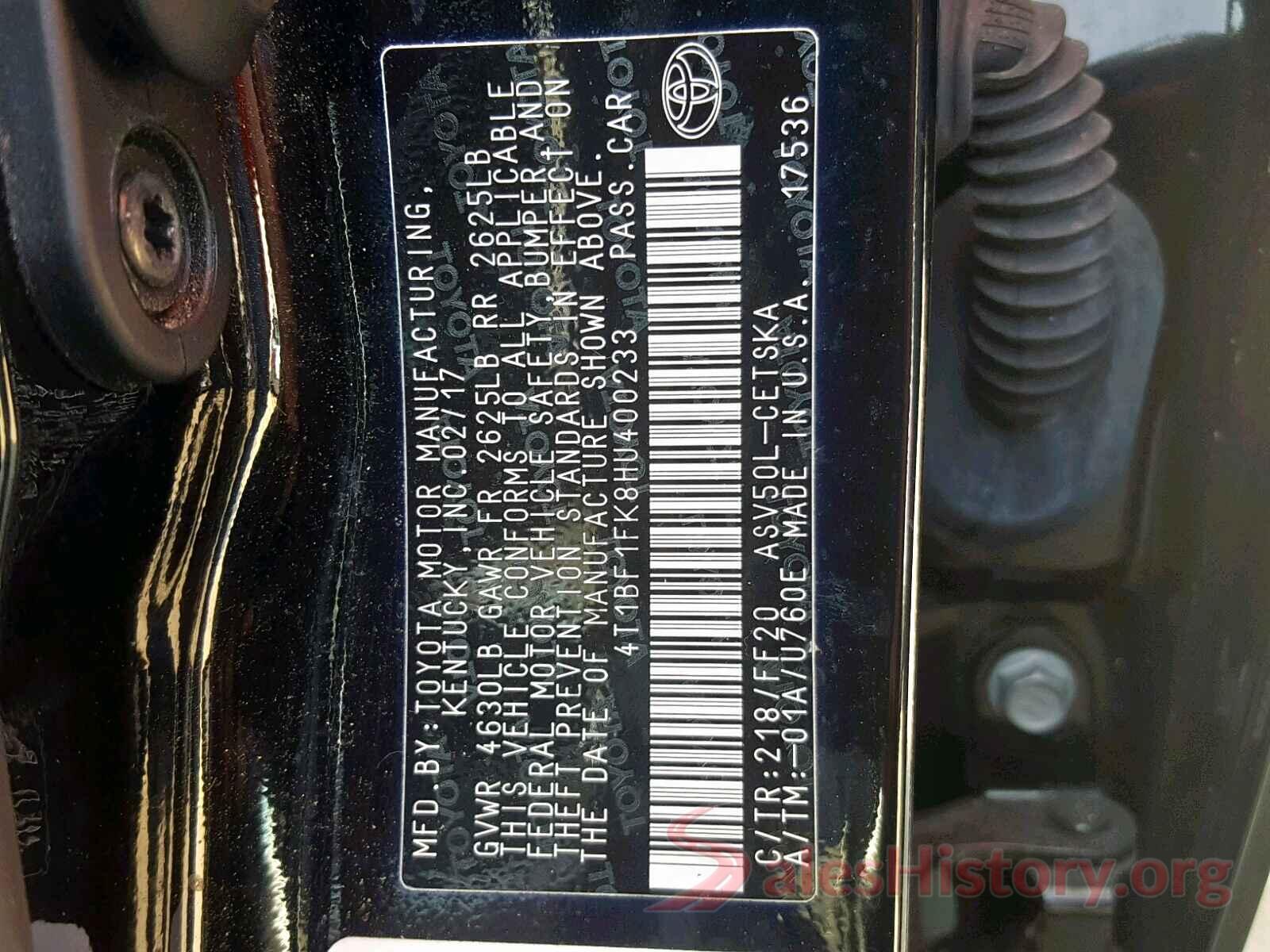 4T1BF1FK8HU400233 2017 TOYOTA CAMRY