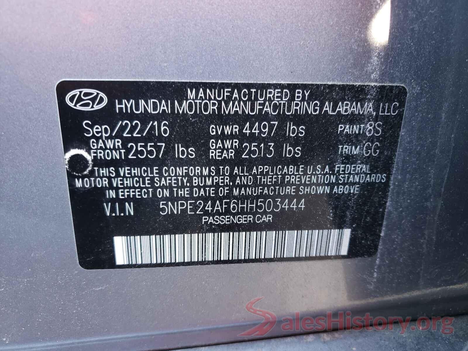 5NPE24AF6HH503444 2017 HYUNDAI SONATA