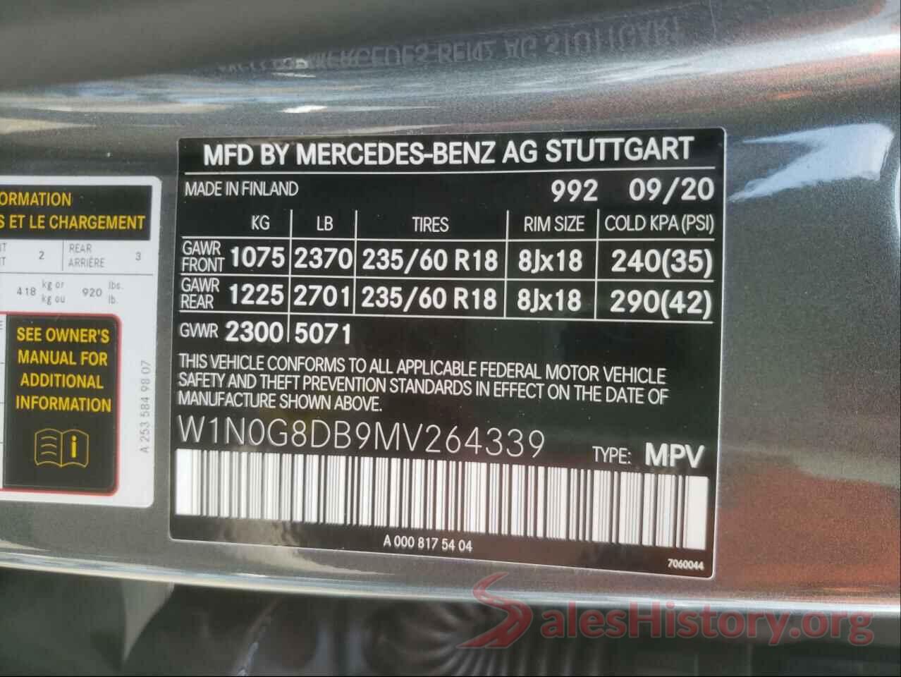 W1N0G8DB9MV264339 2021 MERCEDES-BENZ G CLASS