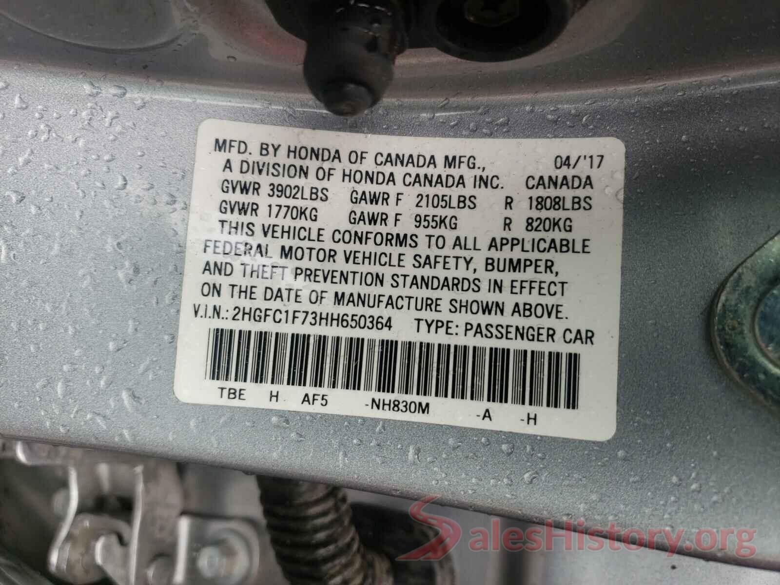 2HGFC1F73HH650364 2017 HONDA CIVIC