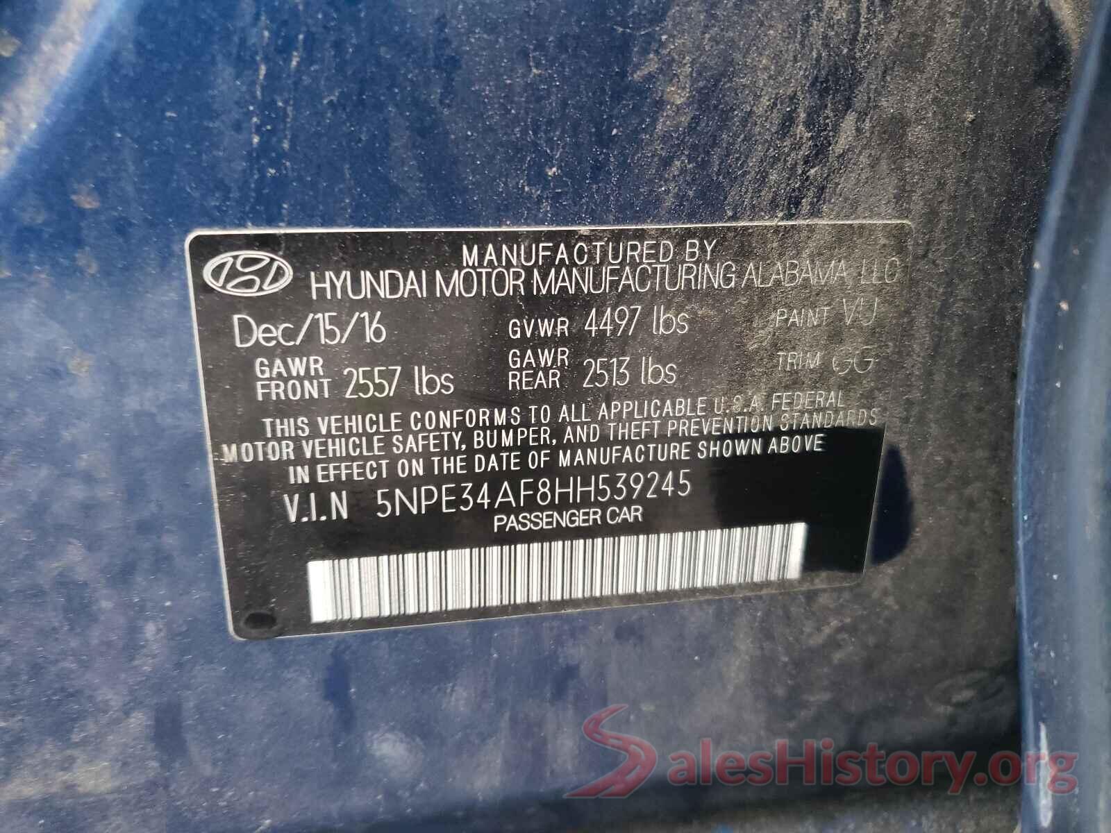 5NPE34AF8HH539245 2017 HYUNDAI SONATA