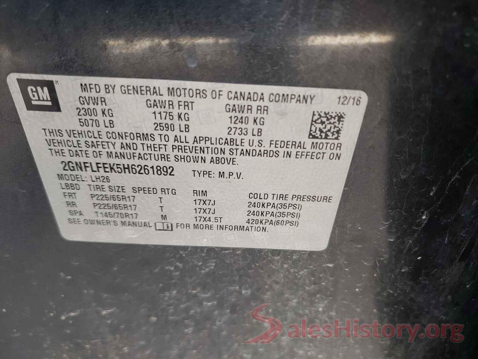 2GNFLFEK5H6261892 2017 CHEVROLET EQUINOX