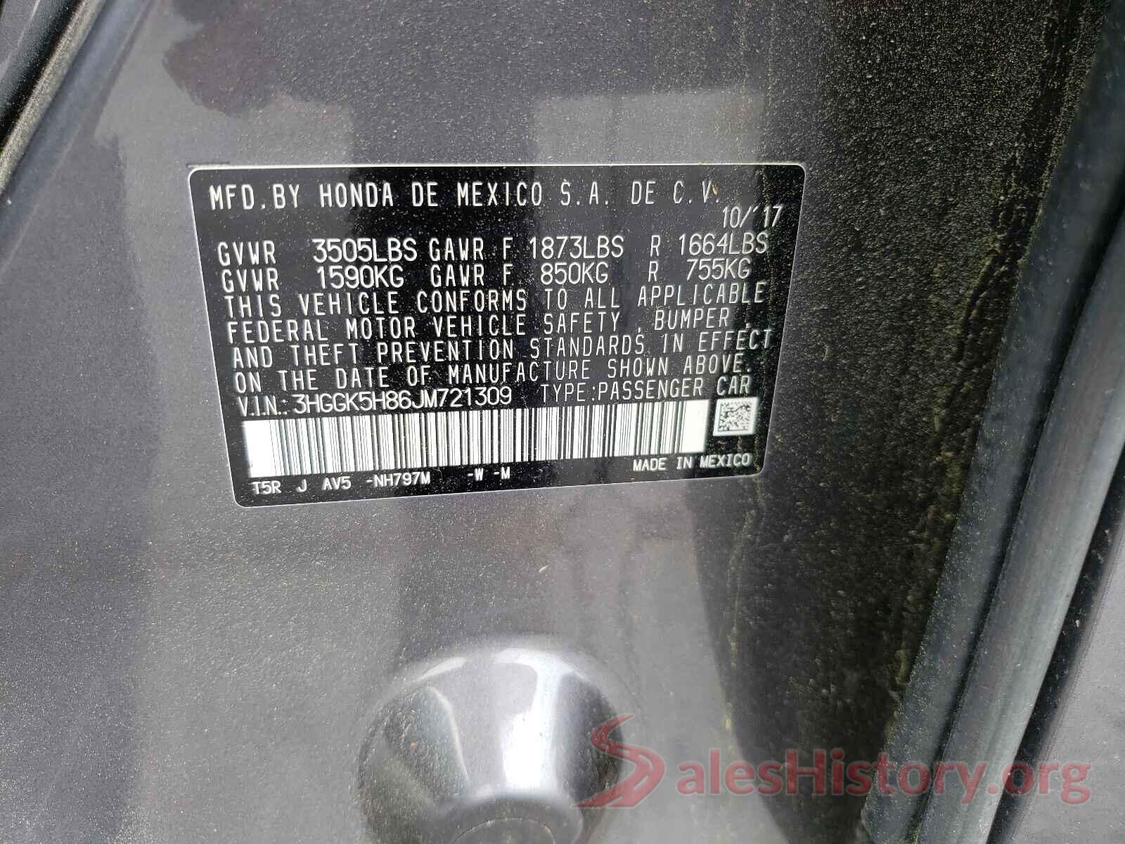 3HGGK5H86JM721309 2018 HONDA FIT