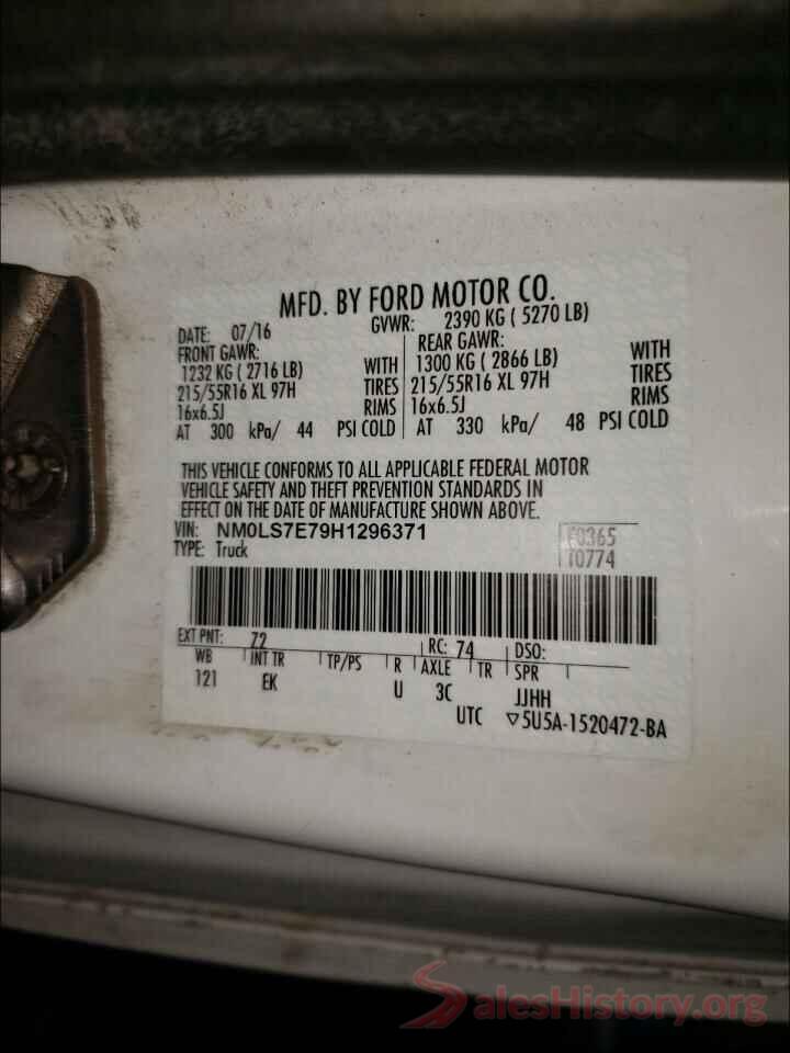 NM0LS7E79H1296371 2017 FORD TRANSIT CO