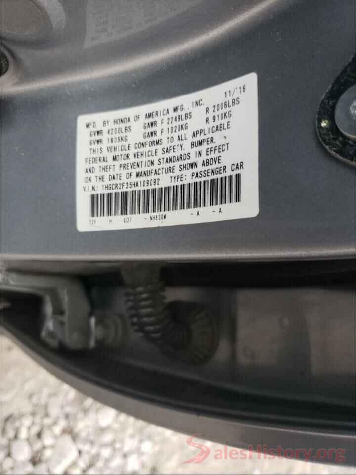 1HGCR2F35HA109092 2017 HONDA ACCORD