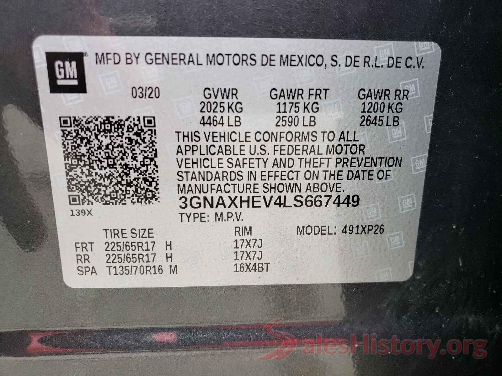 3GNAXHEV4LS667449 2020 CHEVROLET EQUINOX