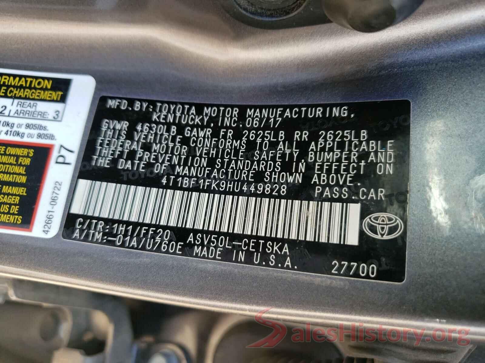 4T1BF1FK9HU449828 2017 TOYOTA CAMRY