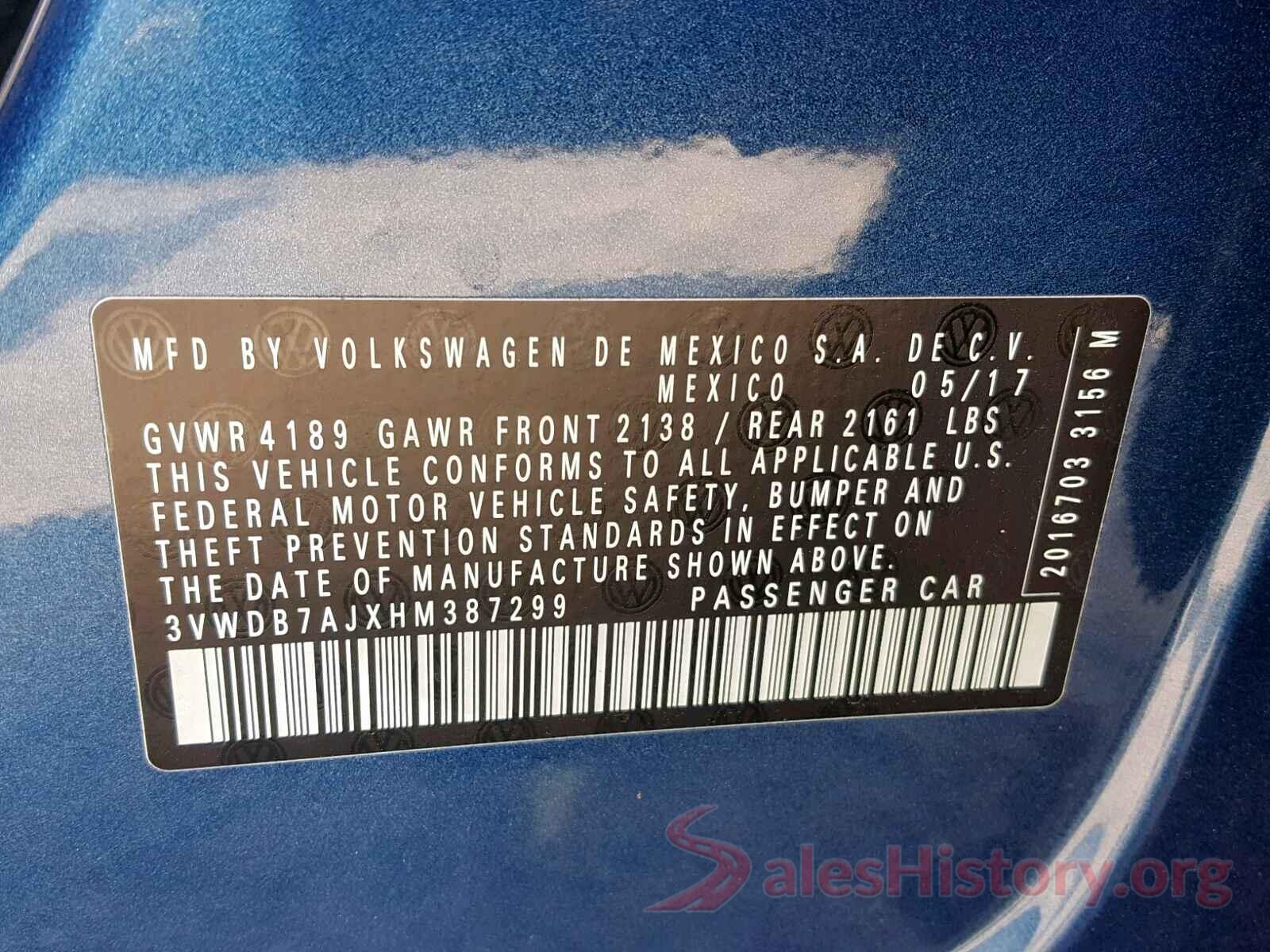 3VWDB7AJXHM387299 2017 VOLKSWAGEN JETTA