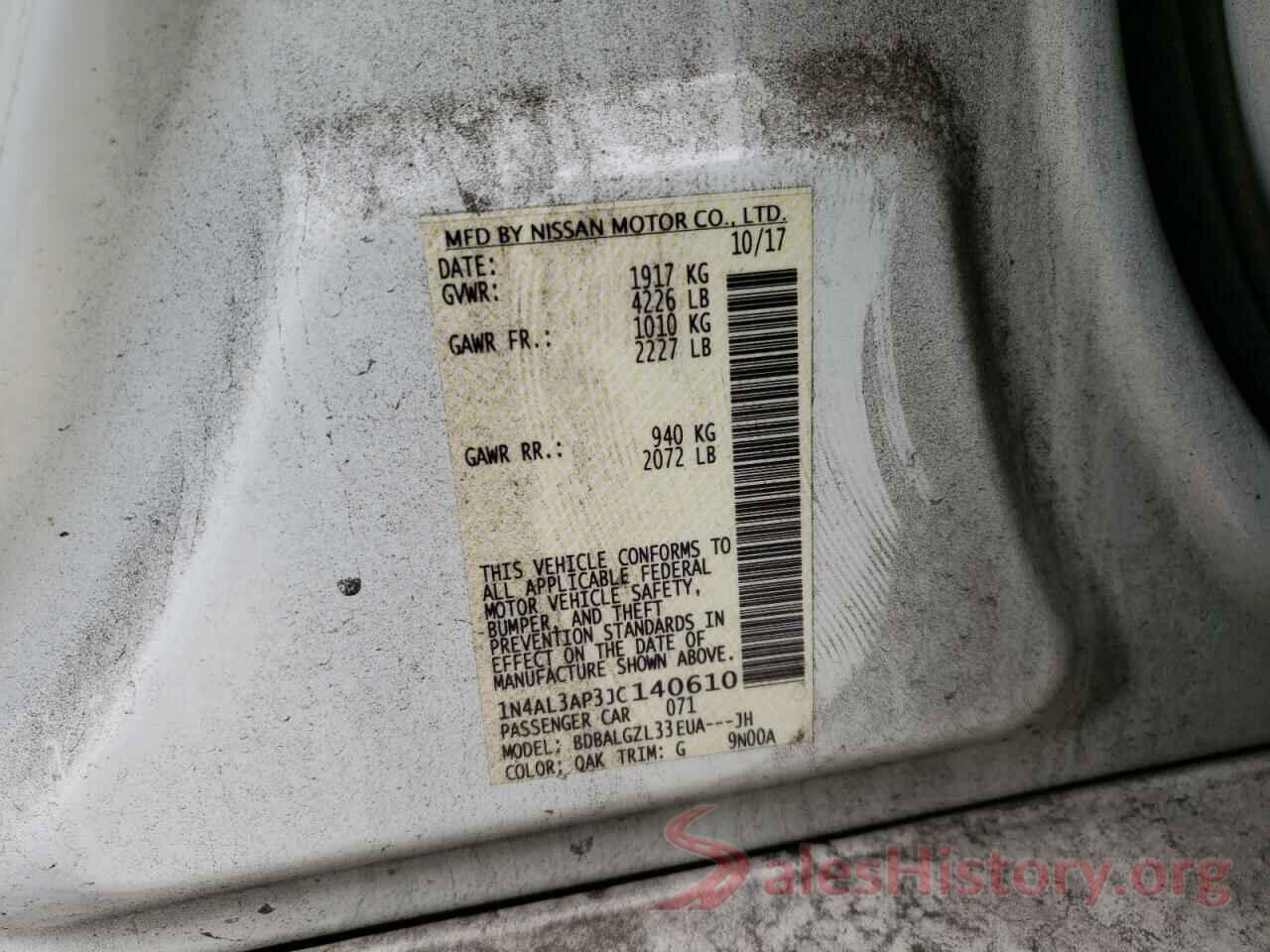 1N4AL3AP3JC140610 2018 NISSAN ALTIMA