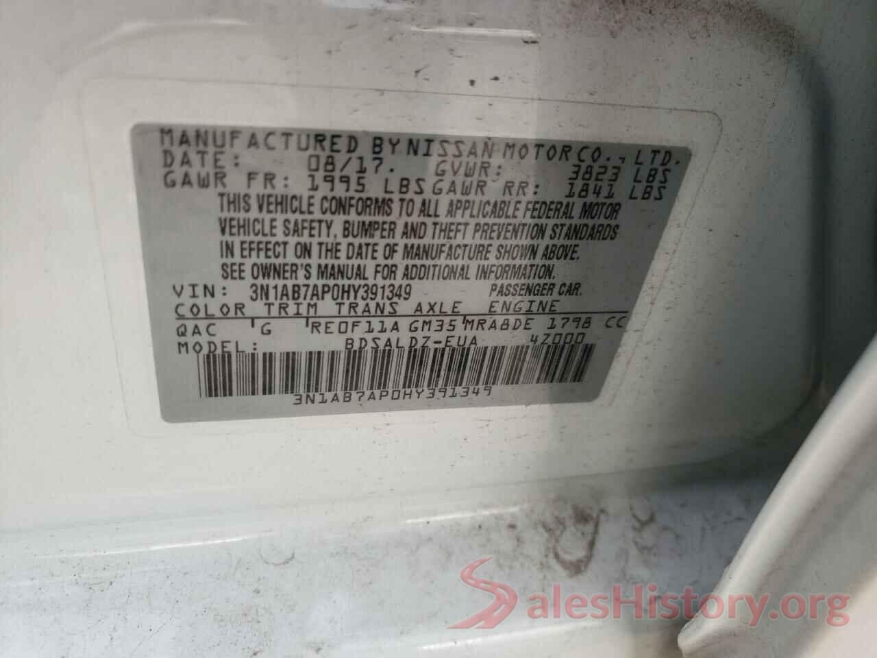 3N1AB7AP0HY391349 2017 NISSAN SENTRA