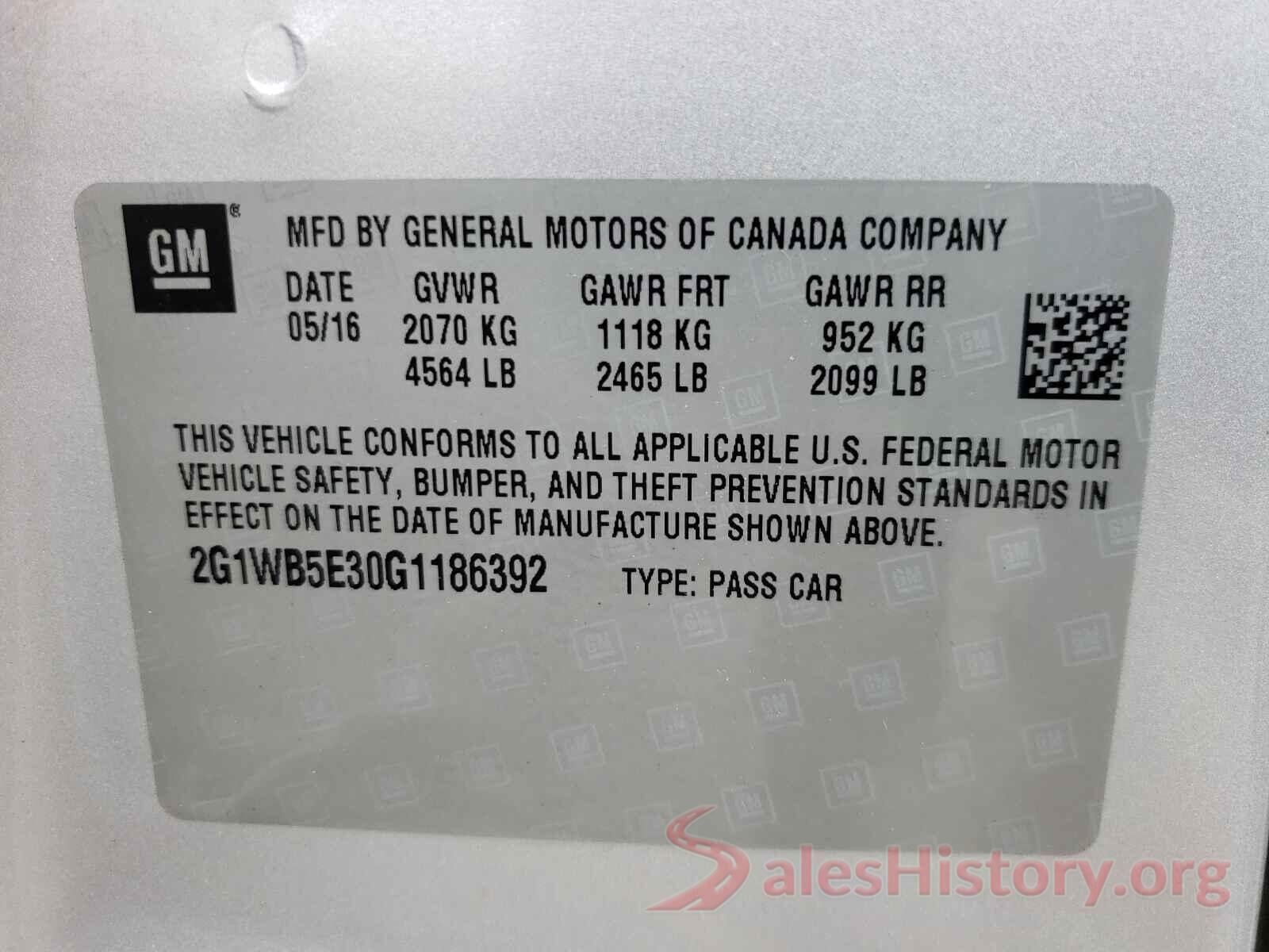 2G1WB5E30G1186392 2016 CHEVROLET IMPALA