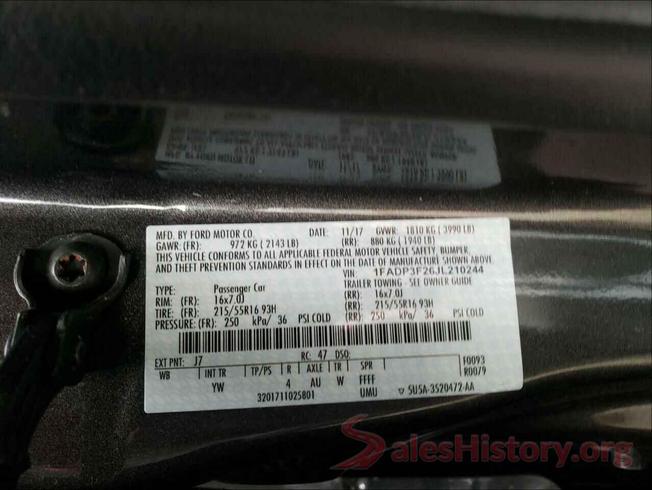 1FADP3F26JL210244 2018 FORD FOCUS