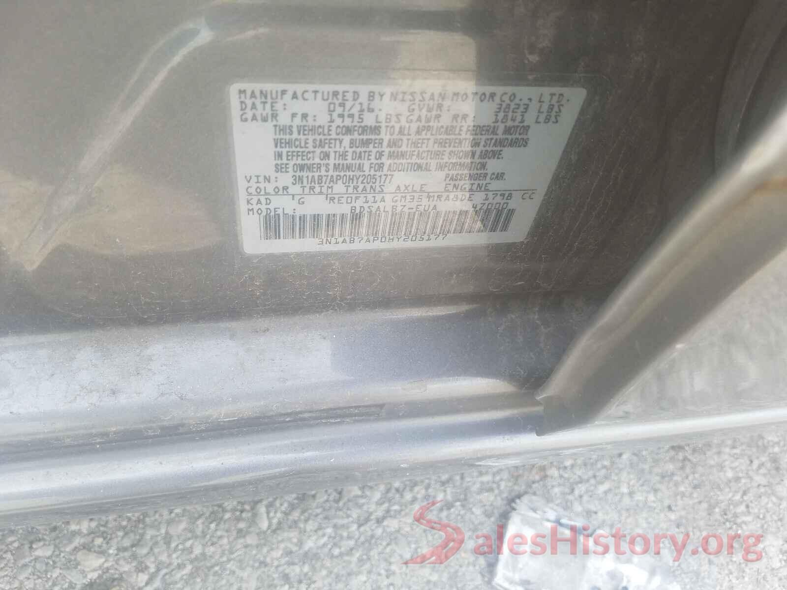 3N1AB7AP0HY205177 2017 NISSAN SENTRA