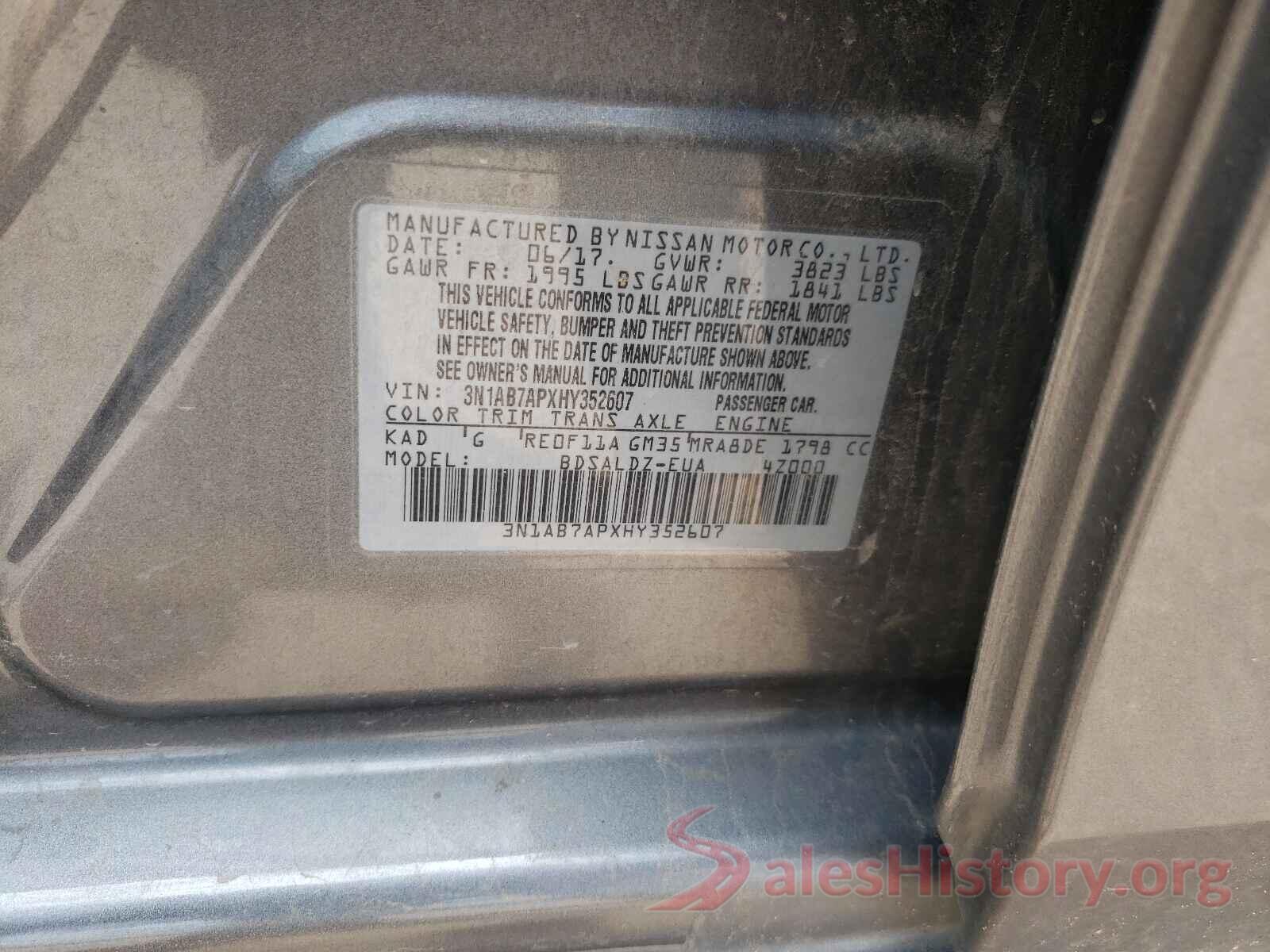 3N1AB7APXHY352607 2017 NISSAN SENTRA