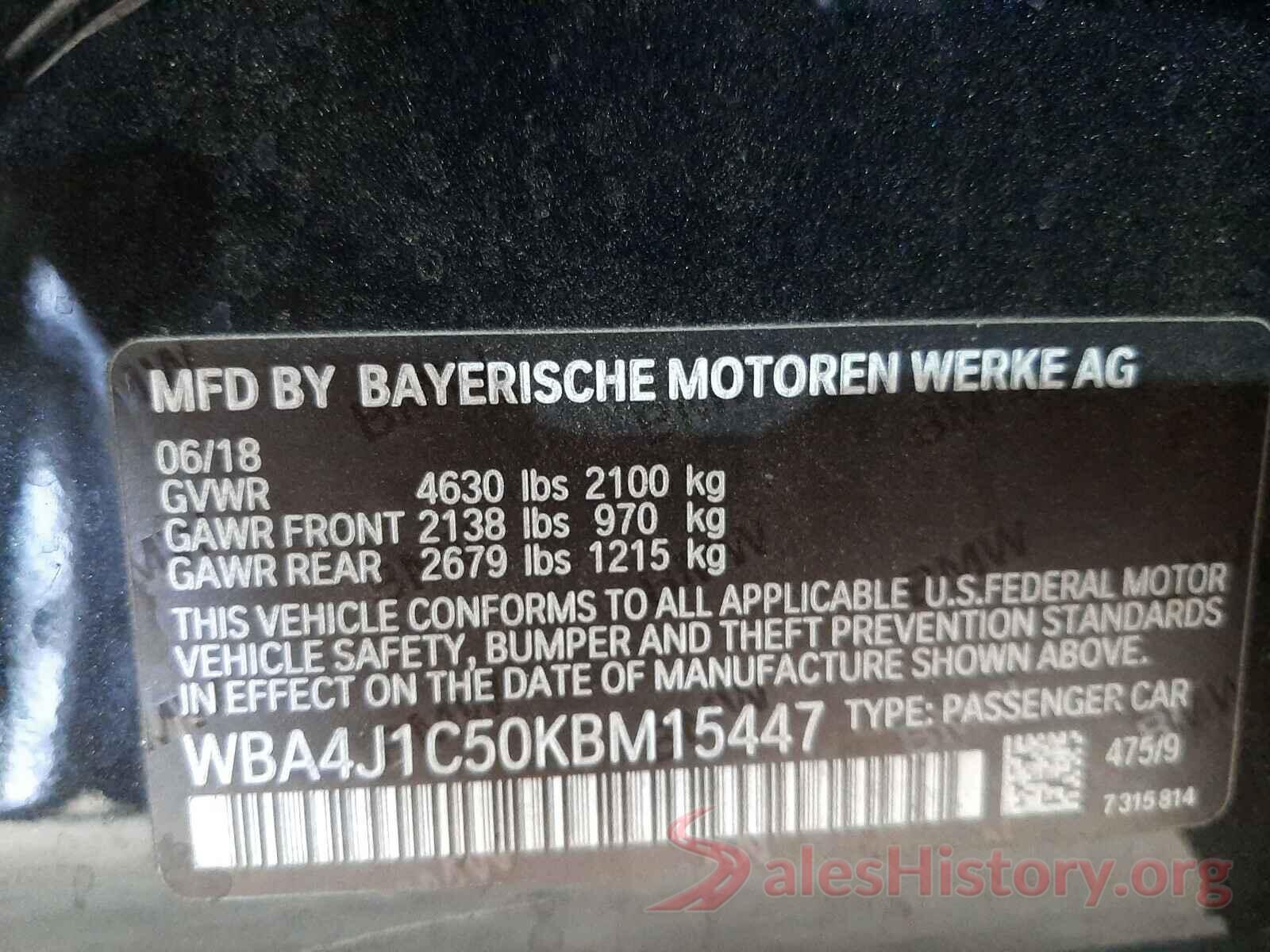 WBA4J1C50KBM15447 2019 BMW 4 SERIES